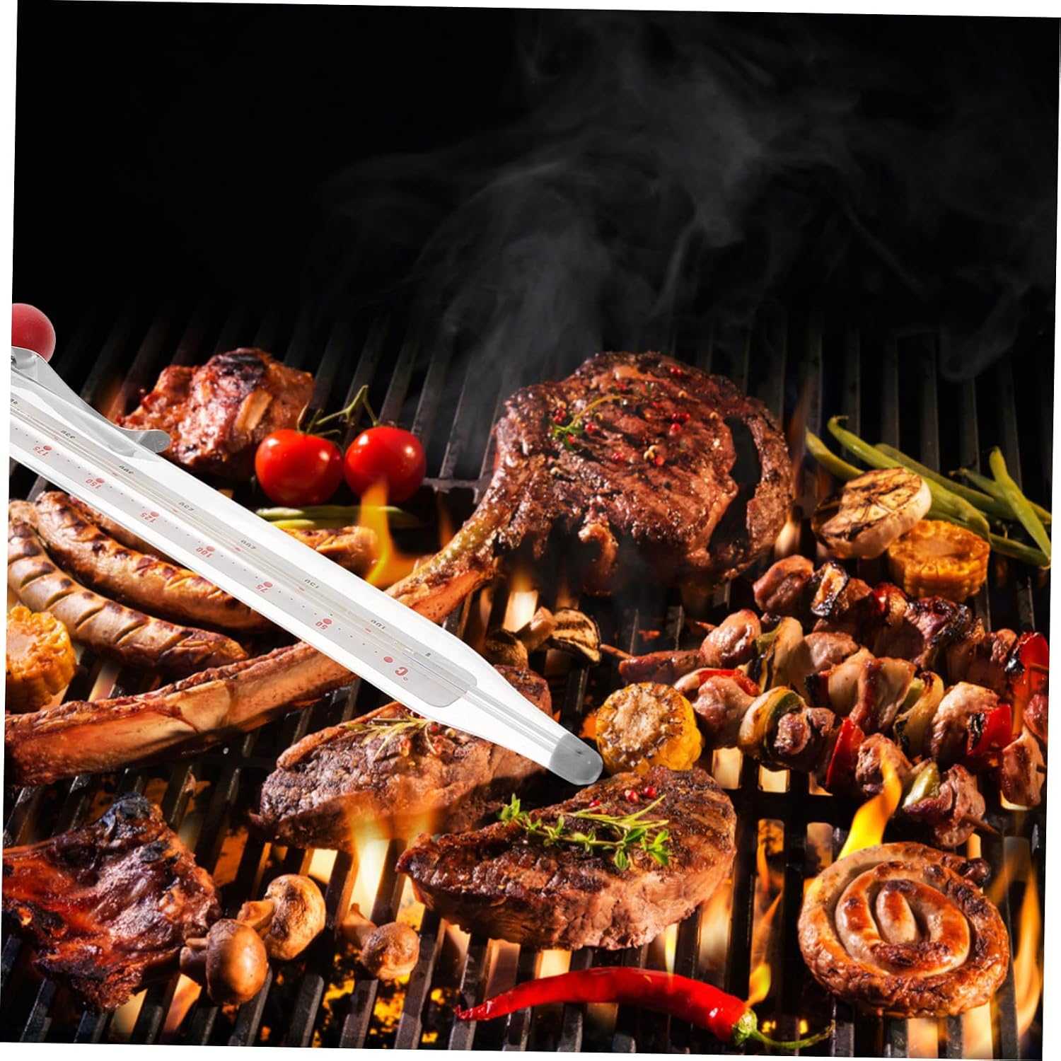 Instant Read Candy Thermometer Glass Stainless Steel Clip-on