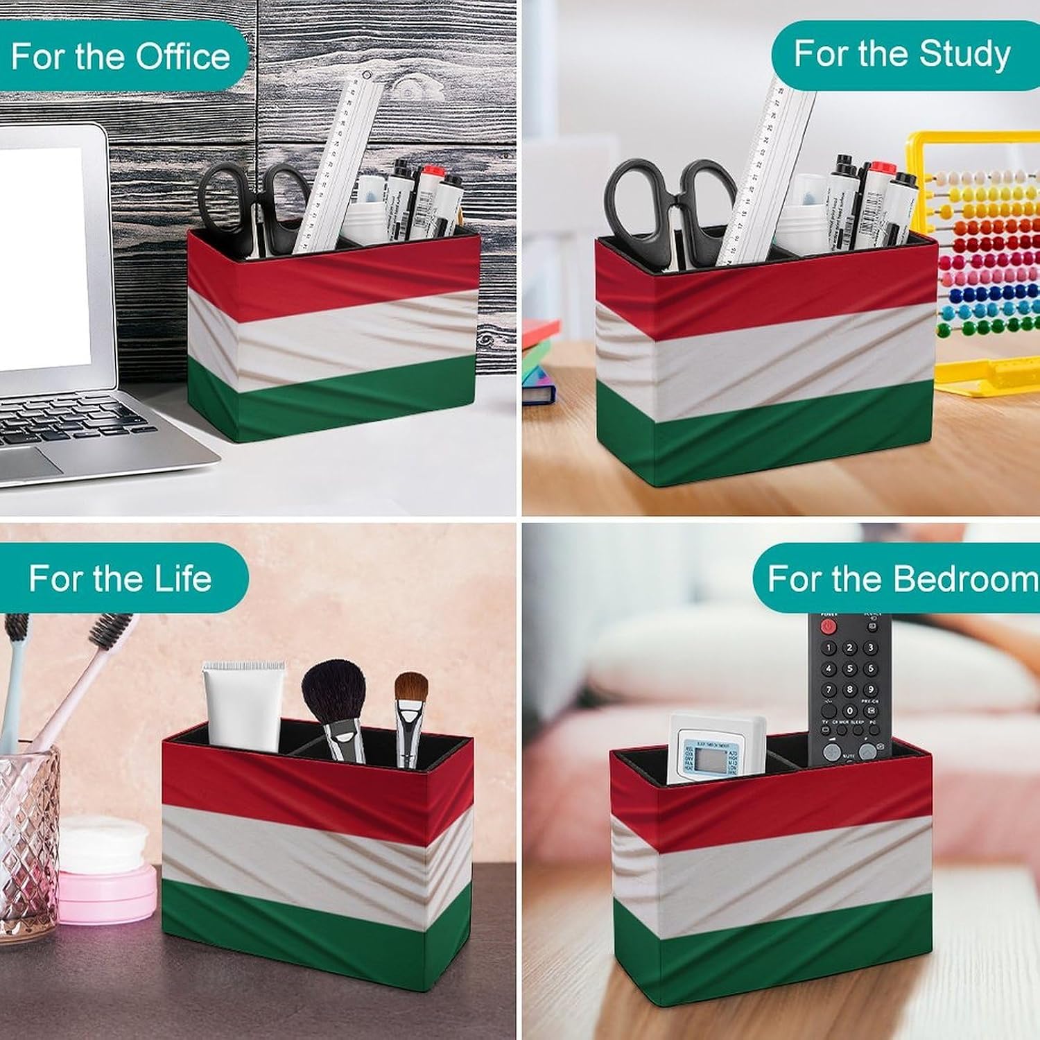 Rectangle Pen Holder Italy Flag Desk Organizer Pencil Cup image 4