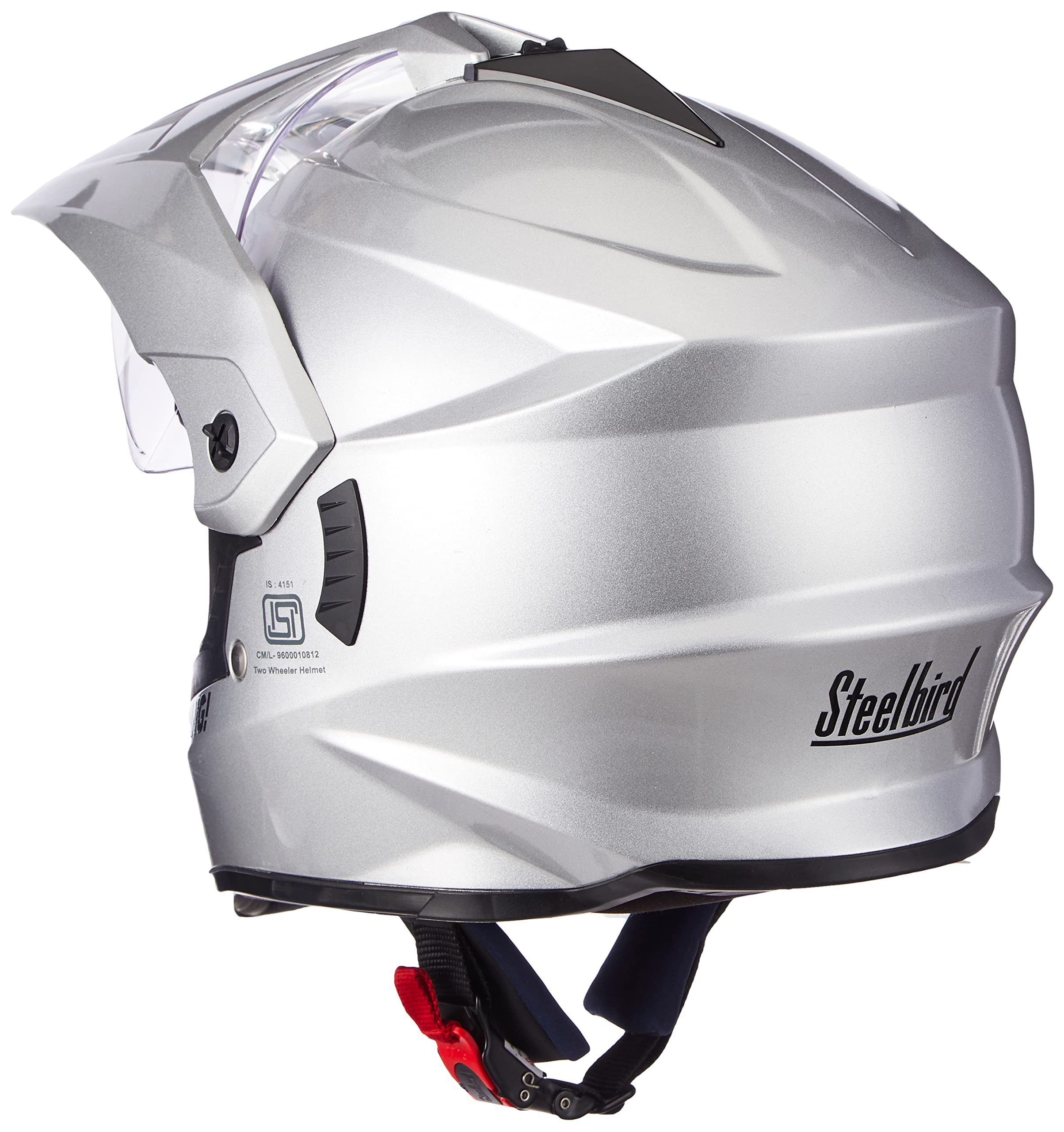 『TEN H.S SILVER×石 10』 Steelbird SBH-13 Bang (SV) Motocross Helmet Silver, Size: M