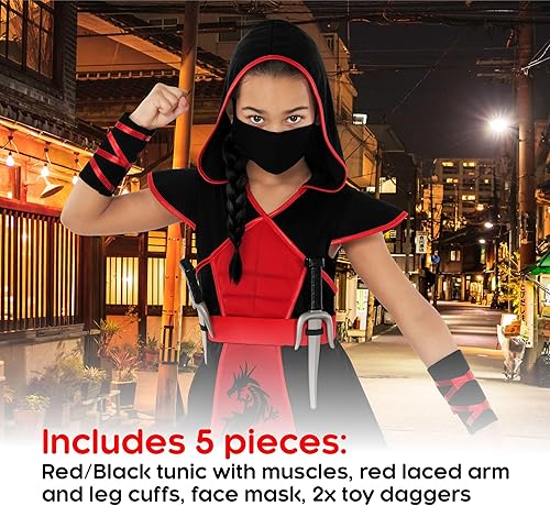 Miniatura 2 de Morph - Disfraz de ninja para niñas, disfraz de ninja rojo, disfraz de ninja para niña, disfraz de ninja para niñas, disfraz de ninja para niña