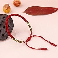 Vista 10 de Pulseras tibetanas hechas a mano con cuerda roja para él y ella, pulsera de la amistad, pulsera de la amistad, hilo negro y rojo para protección