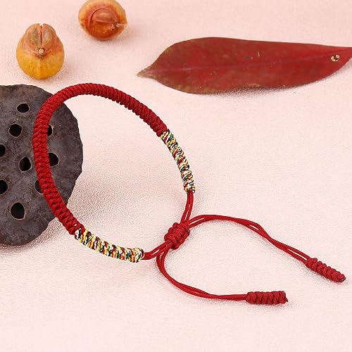 Miniatura 10 de Pulseras tibetanas hechas a mano con cuerda roja para él y ella, pulsera de la amistad, pulsera de la amistad, hilo negro y rojo para protección