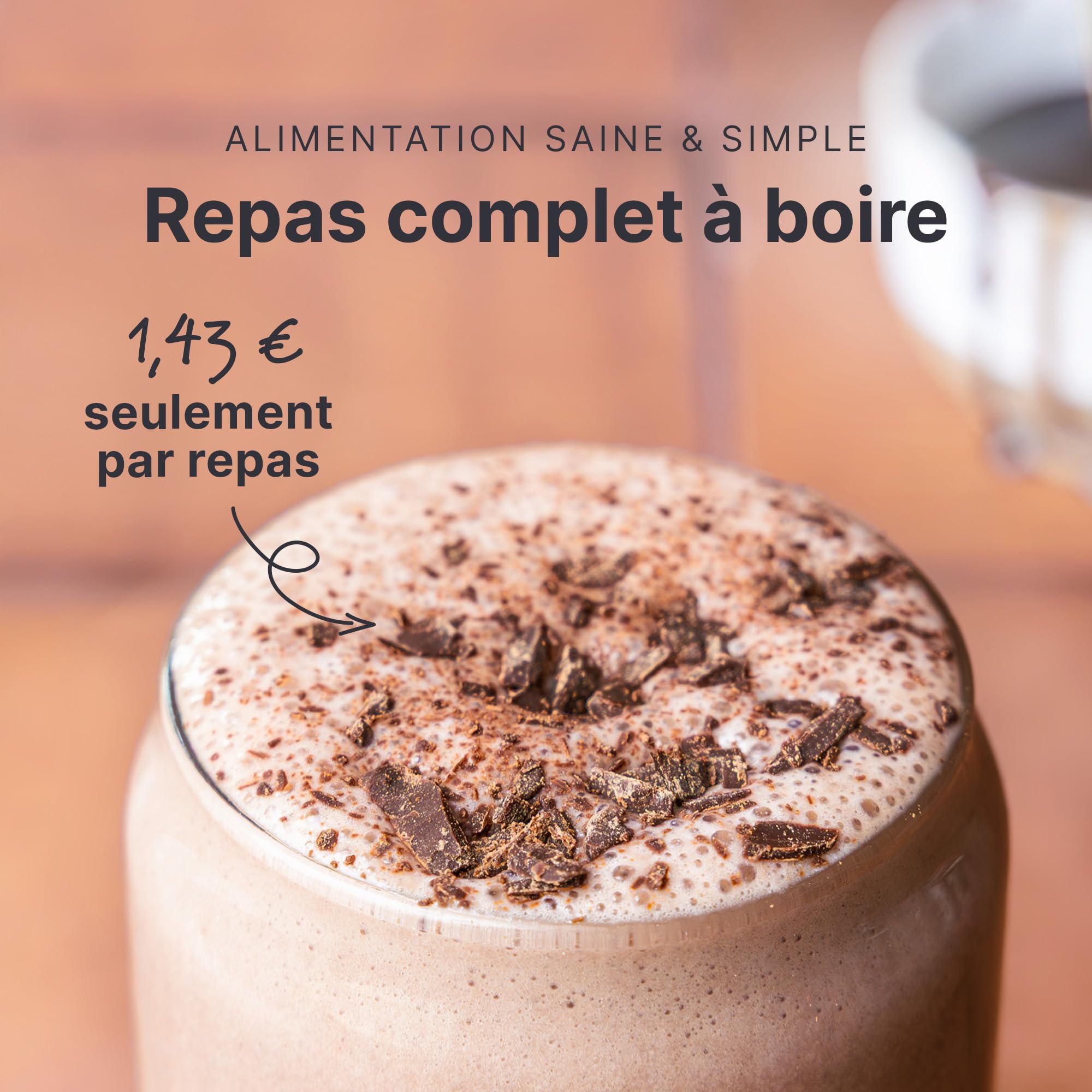 SHEKO - Shake repas à boire - Substitut de repas - Riche en protéines - Goût naturel - Shake minceur (378 g – 1 paquet, Chocolat)