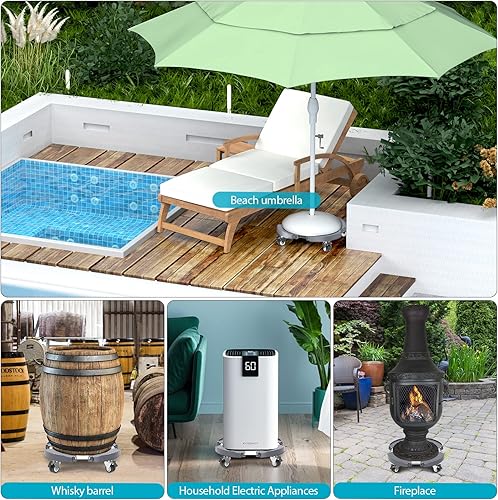 Miniatura 6 de VANCASTLE Soporte para plantas con ruedas, base de rodillo para plantas de alta resistencia ajustable de 15 a 22 pulgadas, base de rueda Palnt 440