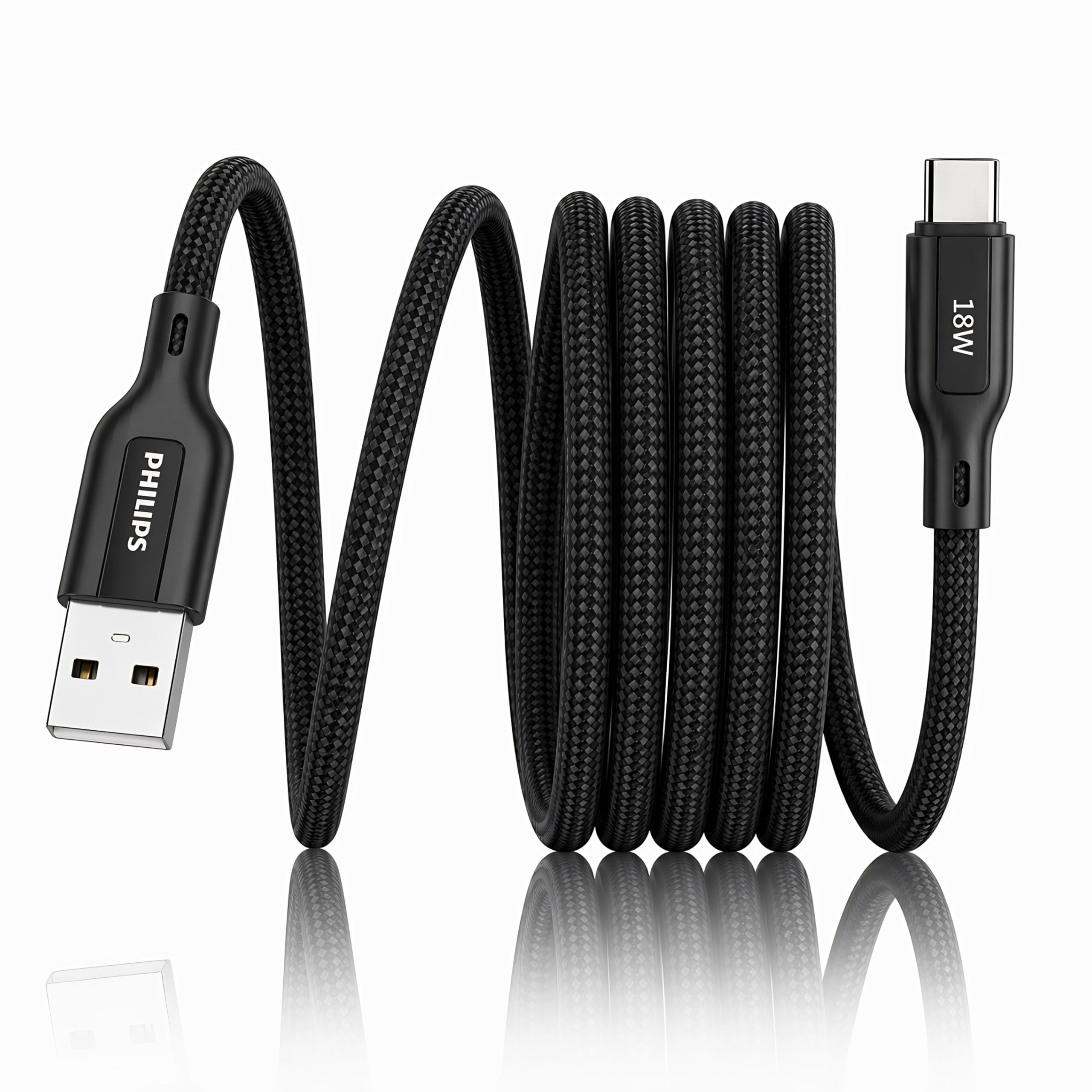 PHILIPS DLC4130AB/94 18W Type-A to Type-C Fast Charging Cable (1m, Dark Slate) | Nylon Braided | Compatible with iPhone 15+ Series, USB-C iPad Models, Samsung Galaxy & All Type C Devices-image-30