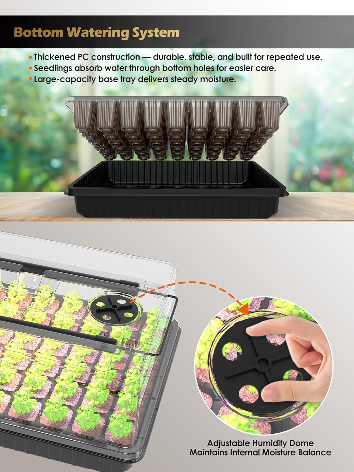 GLOWRIUM Seed Starter Tray with Full Spectrum Grow Light,54-Cell Seed Starter Kit with Humidity Dome,6-Setting Auto Timer,Adjustable Brightness Indoor Seedling Starter Tray for Indoor Plant (1-Pack)
