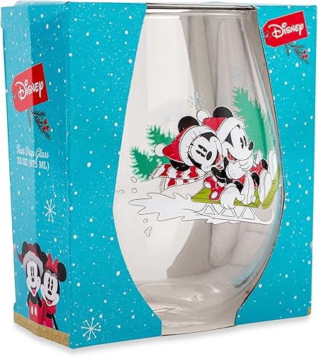 Miniatura 2 de Disney Mickey and Minnie - Vaso de vino sin tallo de Navidad  Vaso grande para mimosas, cócteles  Capacidad para 34 onzas
