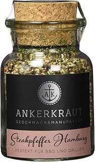 Ankerkraut Steakpfeffer Hamburg, Ankerkraut Hausmischung, grober Steakhouse-Pfeffer, 80g im Korkenglas