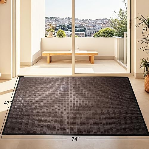 Miniatura 8 de Mibao Tapete para puerta delantera, resistente y duradero, tapete de bienvenida para interiores y exteriores, atrapador de suciedad, impermeable