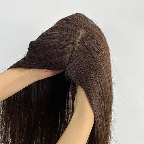 Miniatura 2 de Toppers para el cabello para mujer, 100% cabello humano Remy, 5.5 x 5.9 in, base de seda completa, cabello lacio para adelgazar la pérdida de