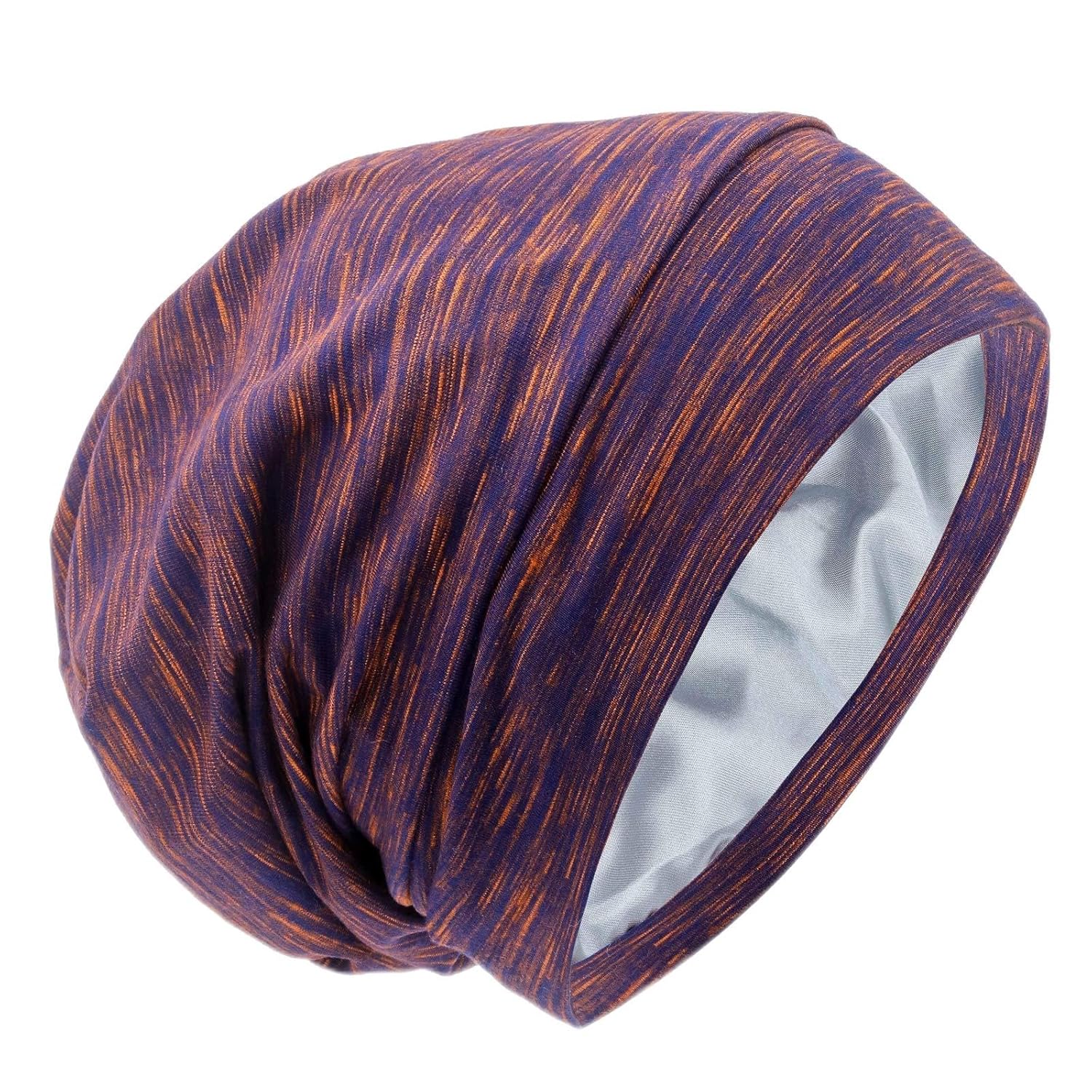 Silk Satin Lined Bonnet Sleep Cap - Adjustable Stay on All Night Hair Wrap Cover Slouchy Beanie for Curly Hair Protection for Women and Men - Mixed Purple (Mixed Purple) Thumbnail