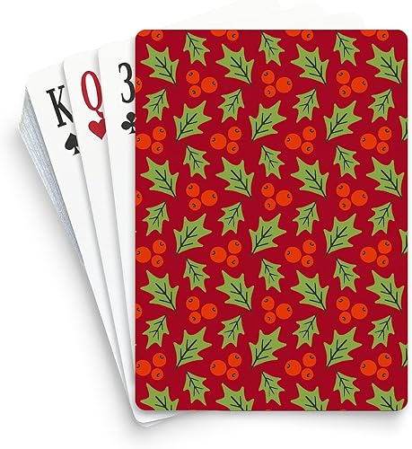 CafePress Christmas Holly Pattern Standard Size Playing Cards