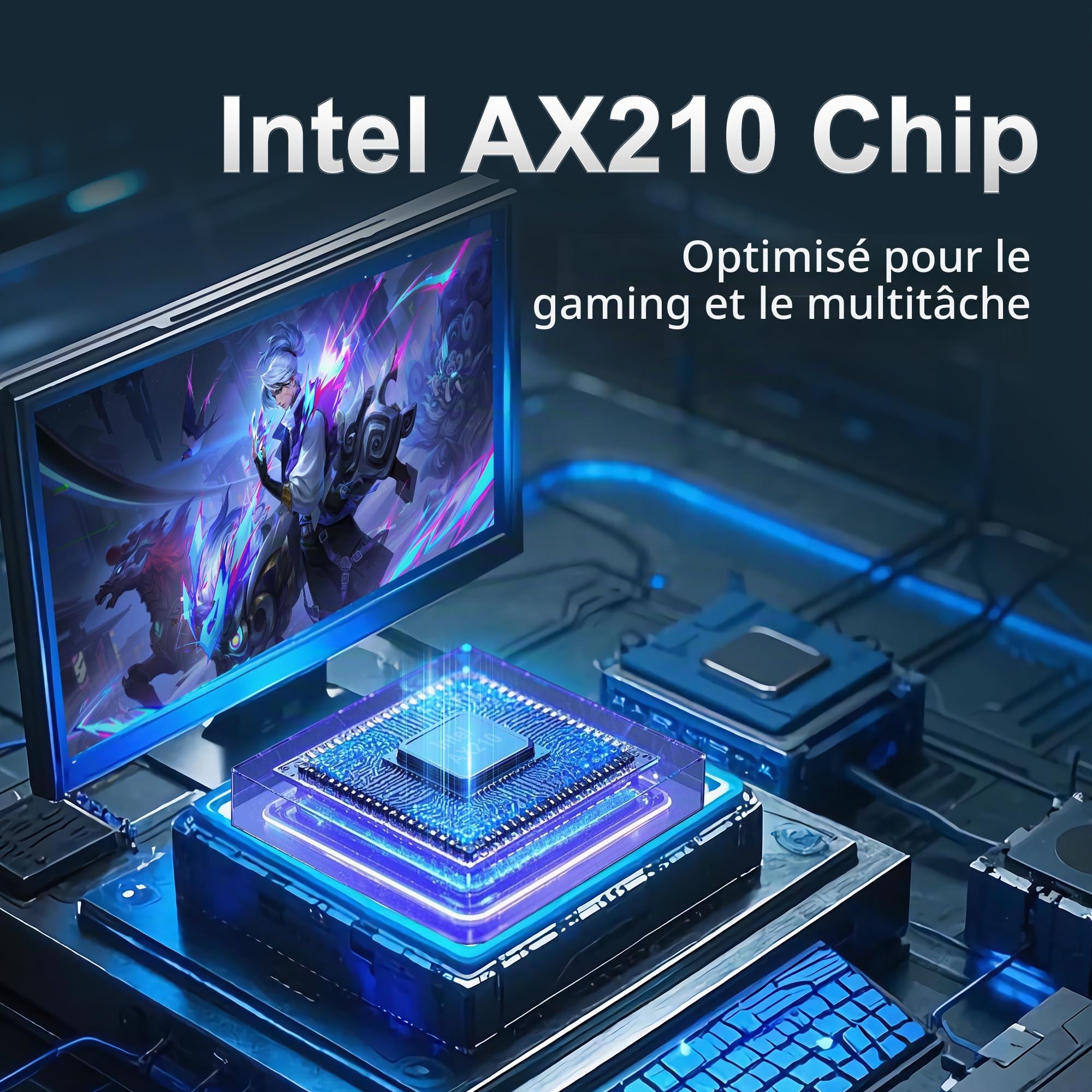 WiFi 6E PCIe Card Gaming, Intel AX210 Chip, 5400Mbps Tri-Band (2.4/5/6GHz), Bluetooth 5.3, Ultra-Low Latence for Windows 10/11, Desktop PC Wifi, Adaptateur WiFi