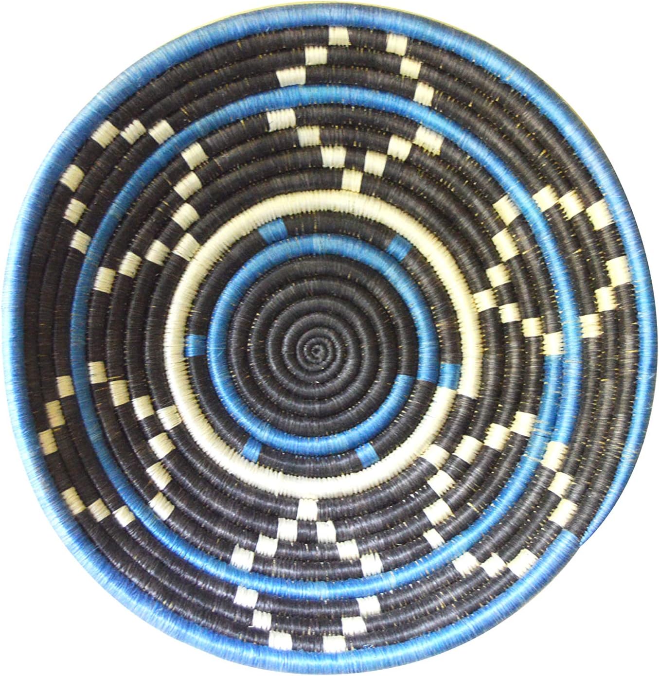 African Gift Shop| Rwanda Basket Bowl | Designer Green Color Fruit Basket Bowl | Size 12inches | Handcrafted Weaved Basket Bowl| Woven Bowl|Sisal & Sweetgrass Basket | Round Basket (Masala)