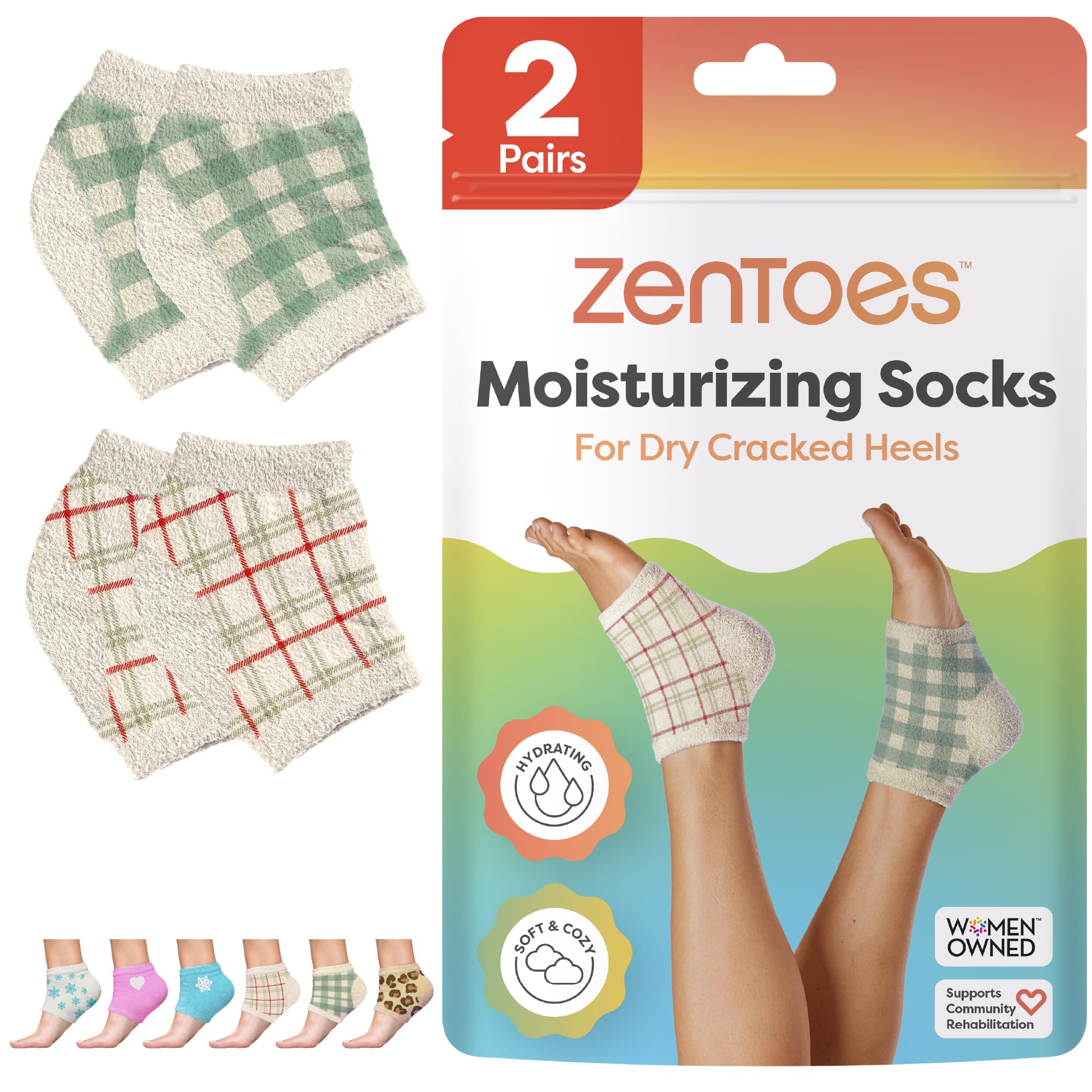 ZenToes Moisturizing Socks for Cracked Heel Treatment, Vitamin E, Olive Oil and Jojoba Oil Infused Heel Socks, Spa Gifts for Women, Mothers Day Gifts