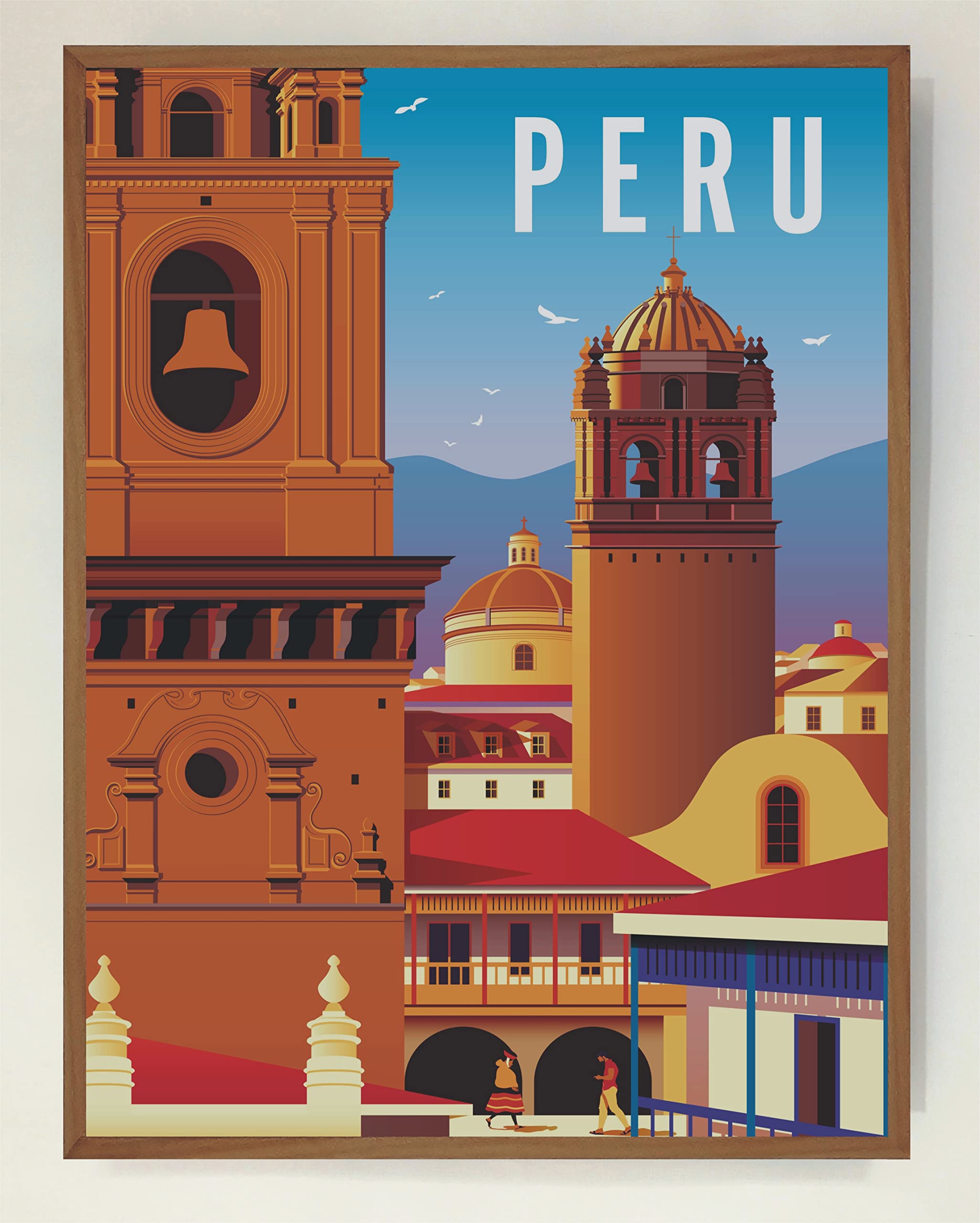 Poster Vintage Retroilluminato Peru: Serie Viaggiatore