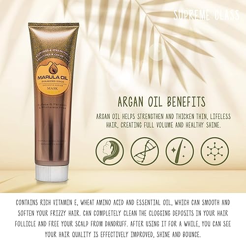 Miniatura 4 de NUSPA NUSPA Máscara humectante para el cabello con aceite de marula, reparación profunda, sin sulfato, acondicionador acondicionador para cabello