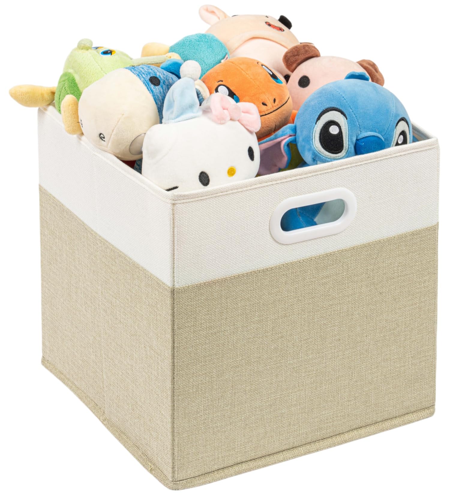 SOCOHOME Fabric Storage Boxes,25x25x25cm Storage Cube, Foldable Storage Baskets for Toys Nursery Closet(Light Khaki/Cream White, 1 Pack)