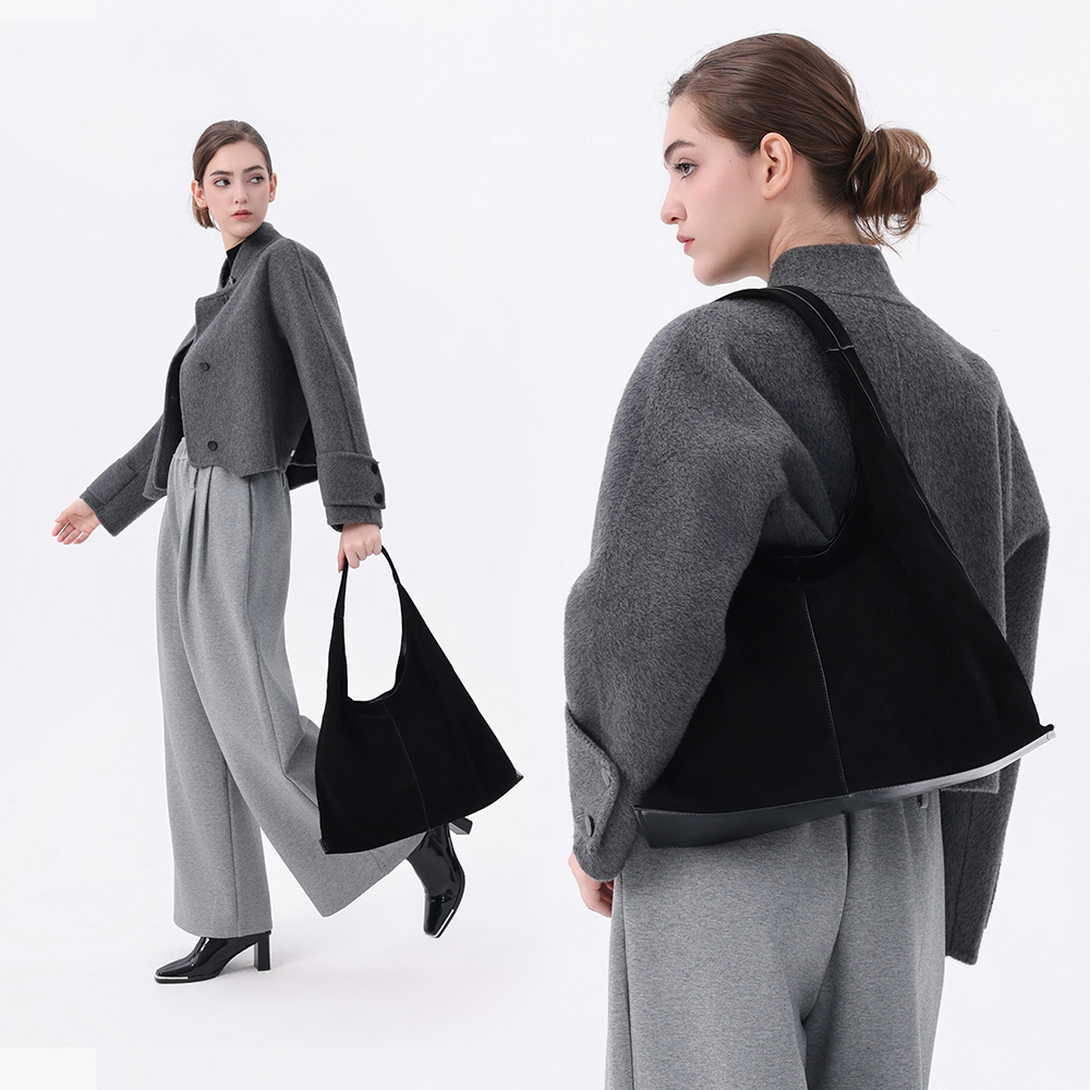 Bolso Hobo de Cuero Genuino Ante para Mujer miniatura 7