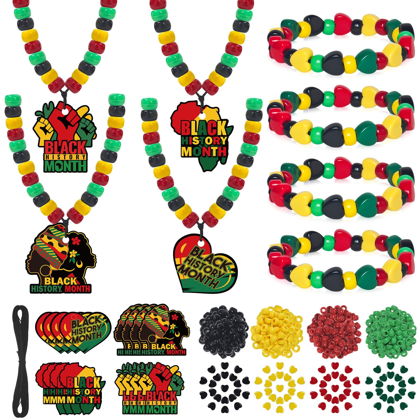 Cinrobiye 24 Sets Black History Month Beads Craft Kits African American Party Favor DIY Creative BHM Decorations for Home School Classroom Fun Rewards Favor Supplies Adults Teens Jewelry