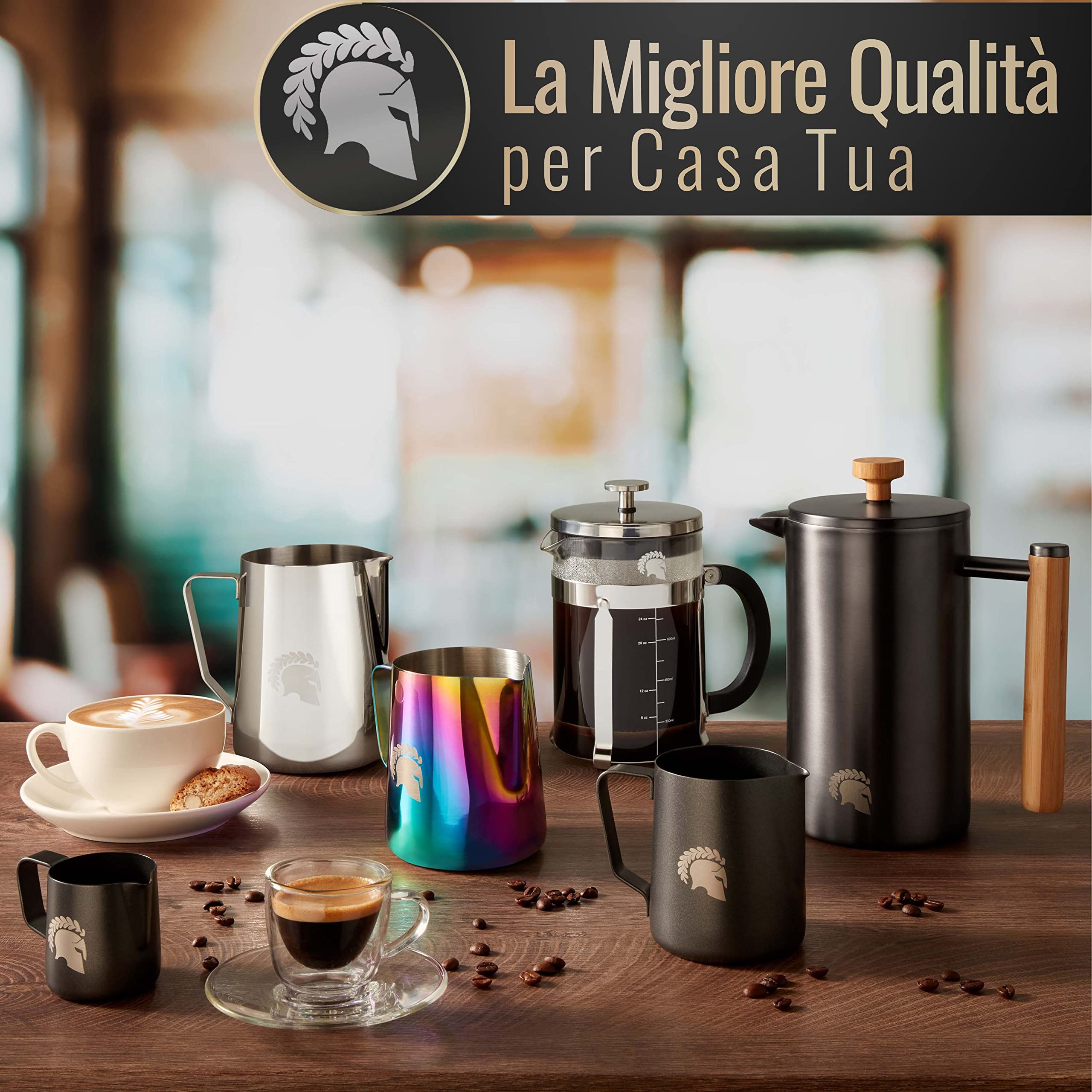 Barista Legends® - Bricco per latte in acciaio inox da 600 ml, con beccuccio speciale per latte in schiuma, effetto lucido, in acciaio inox, accessorio per baristi amatoriali