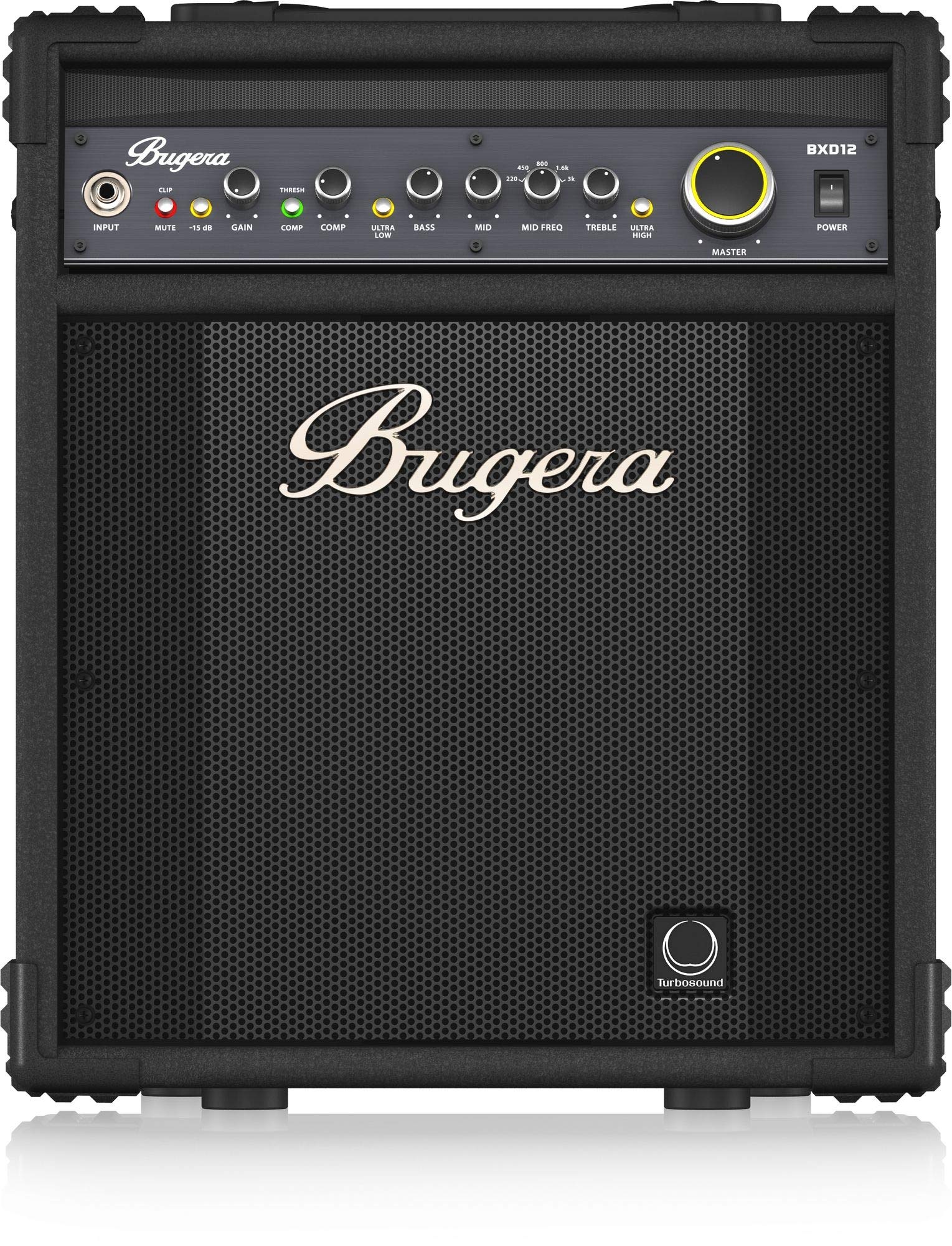 Bugera BXD12 Bassverstärker-Topteil, 1000 W, Class-D, mit 30,5 cm (12 Zoll) Original-Turbosound-Lautsprecher, MOSFET-Vorverstärker, Kompressor und DYNAMIZER-Technologie