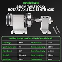 Vista 3 de RATTMMOTOR Mesa giratoria tipo K12-2.559 in con contrapunto de 2.126 in, relación de reducción 4: 1 CNC 4to eje de rotación de eje A, cabezal