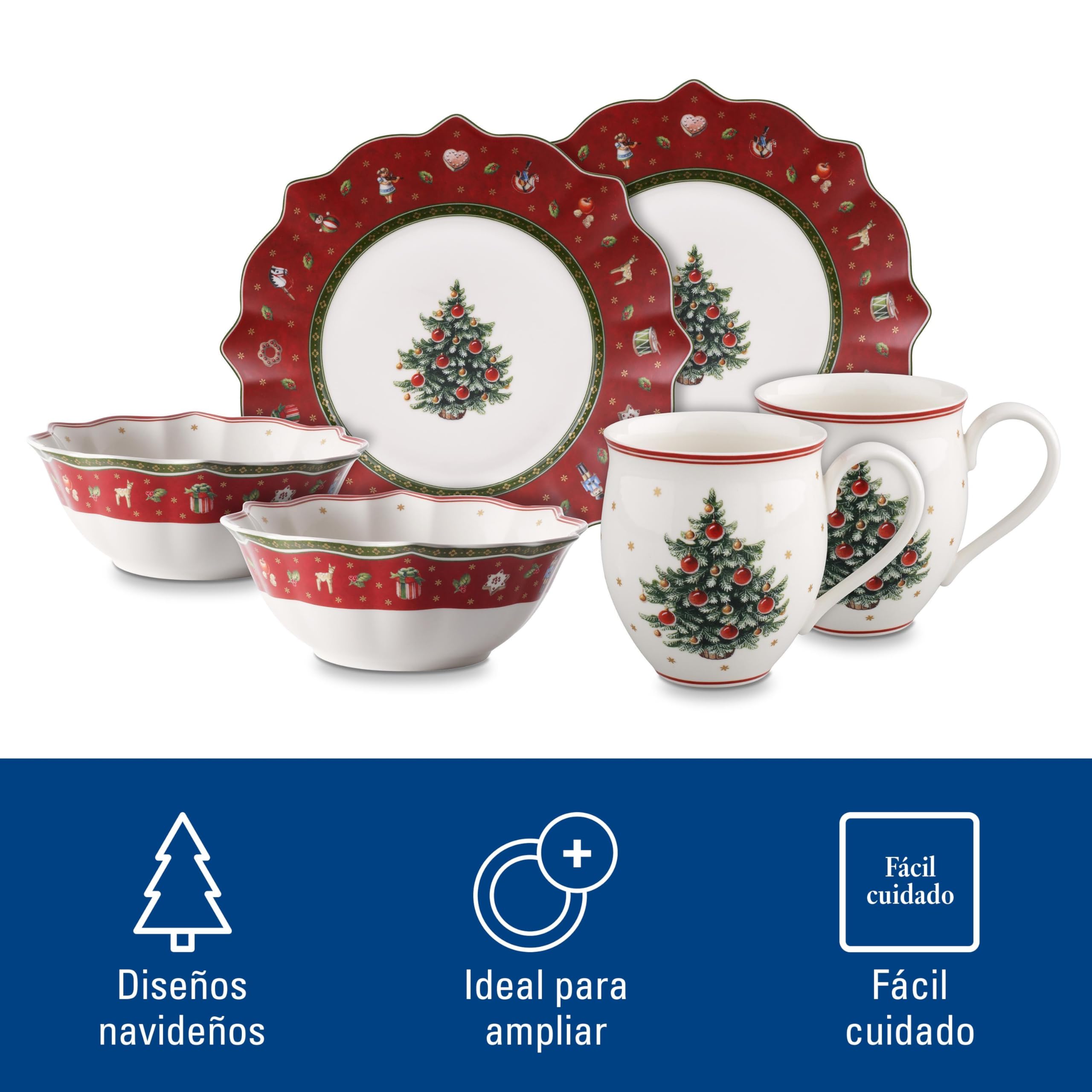 Villeroy & Boch 1485857281 Toy's Delight Breakfast for Two Servicio de desayuno para 2 personas, Porcelana Premium, Rojo, Juego de 6 piezas