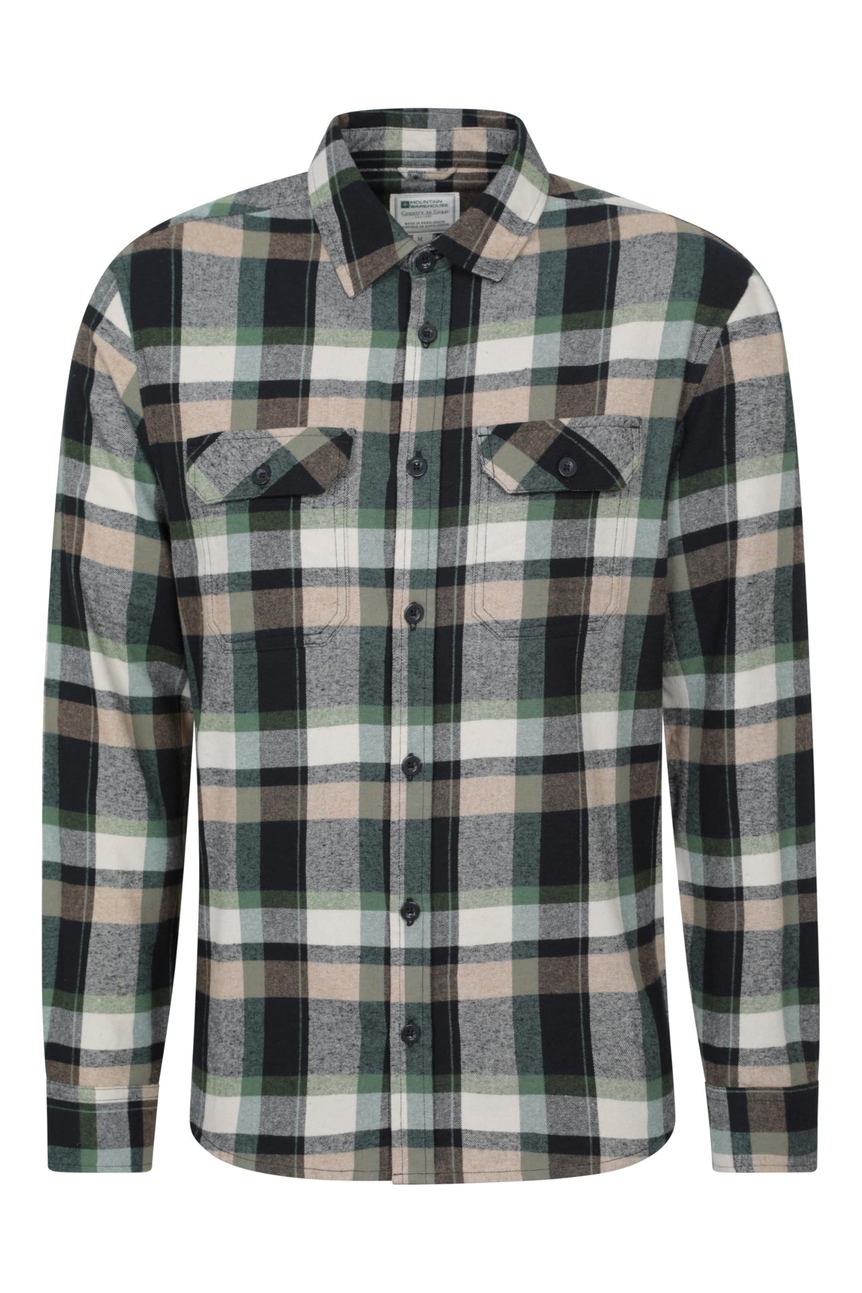 Mountain Warehouse Men's Dark Khaki Trace Flannel Long Sleeve Shirt 4XL