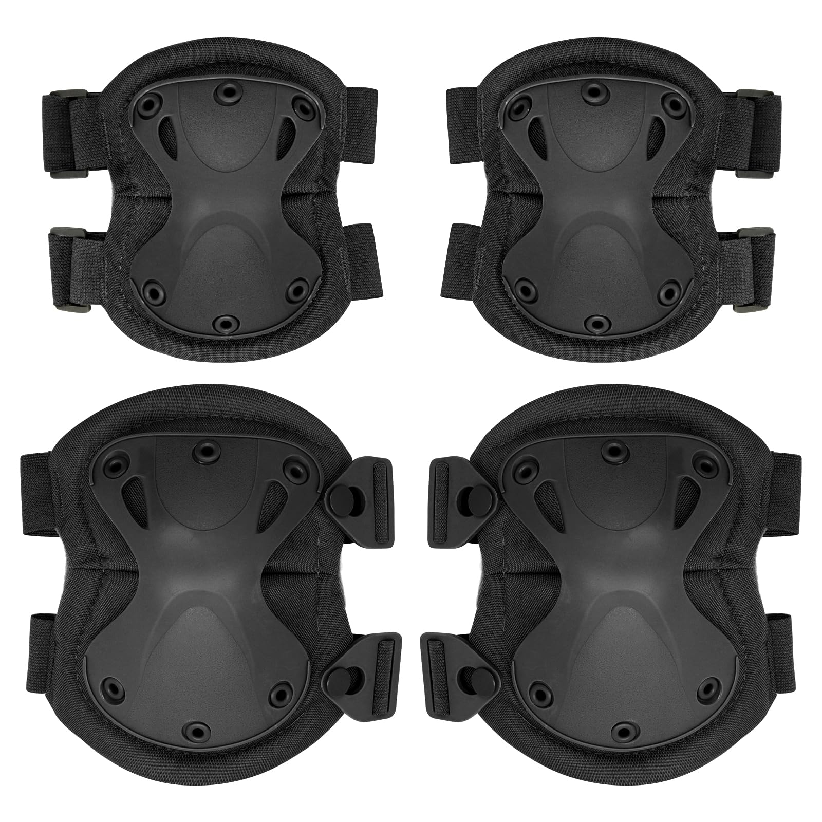 Qavctw Tactical Knee and Elbow Pads Set for Combat Airsoft Paintball Knee Protection Guard Pads Cycling Skateboarding Safety Gear Protective Guard Pads