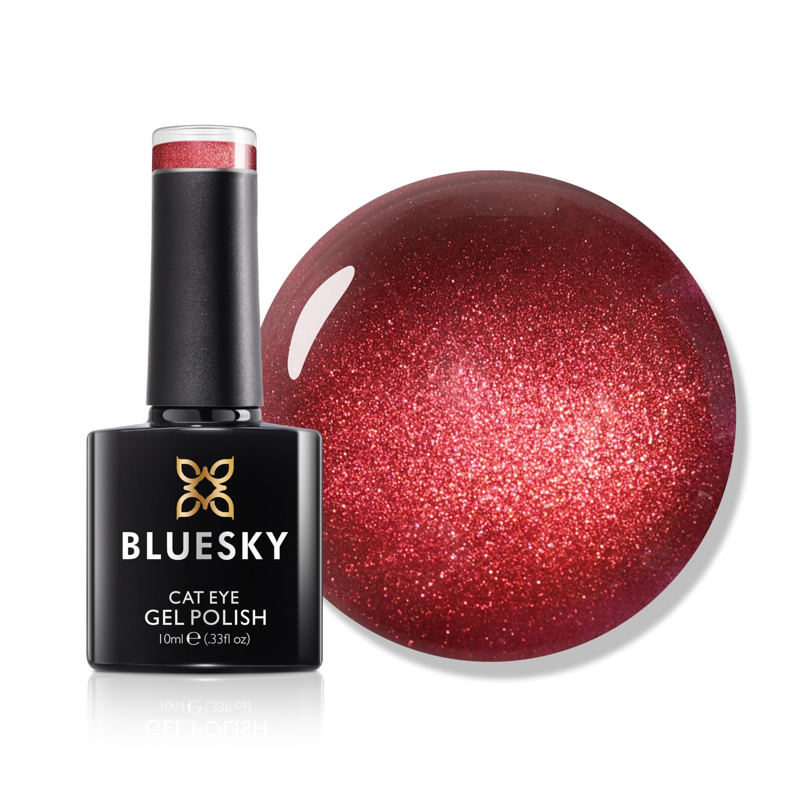 Bluesky Cat Eye Gel Nail Polish 10ml, Velvet Burgundy - RRC05, Red Gel Nail Polish for 21 Day Manicure, Professional, Salon & Home Use, Requires Curing Under LED UV Nail Lamp