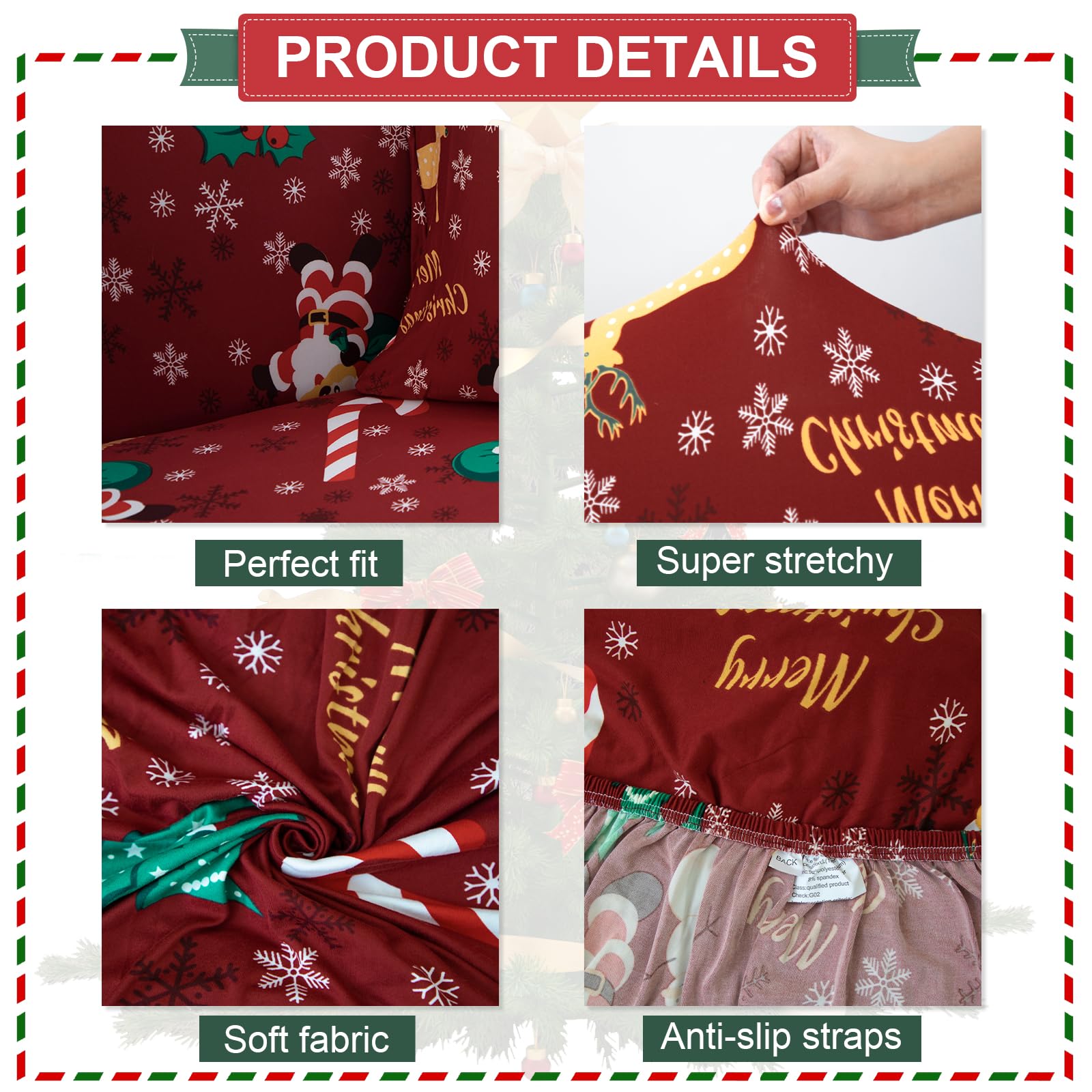 Jaotto Copridivano Natalizio 2 Posti Elasticizzato, Fodera per Divano Elasticizzato Fantasia Antiscivolo Antimacchia, Copridivano con Braccioli Tessuto Super Morbido Universale(Xmas Ladro,2 Posti)