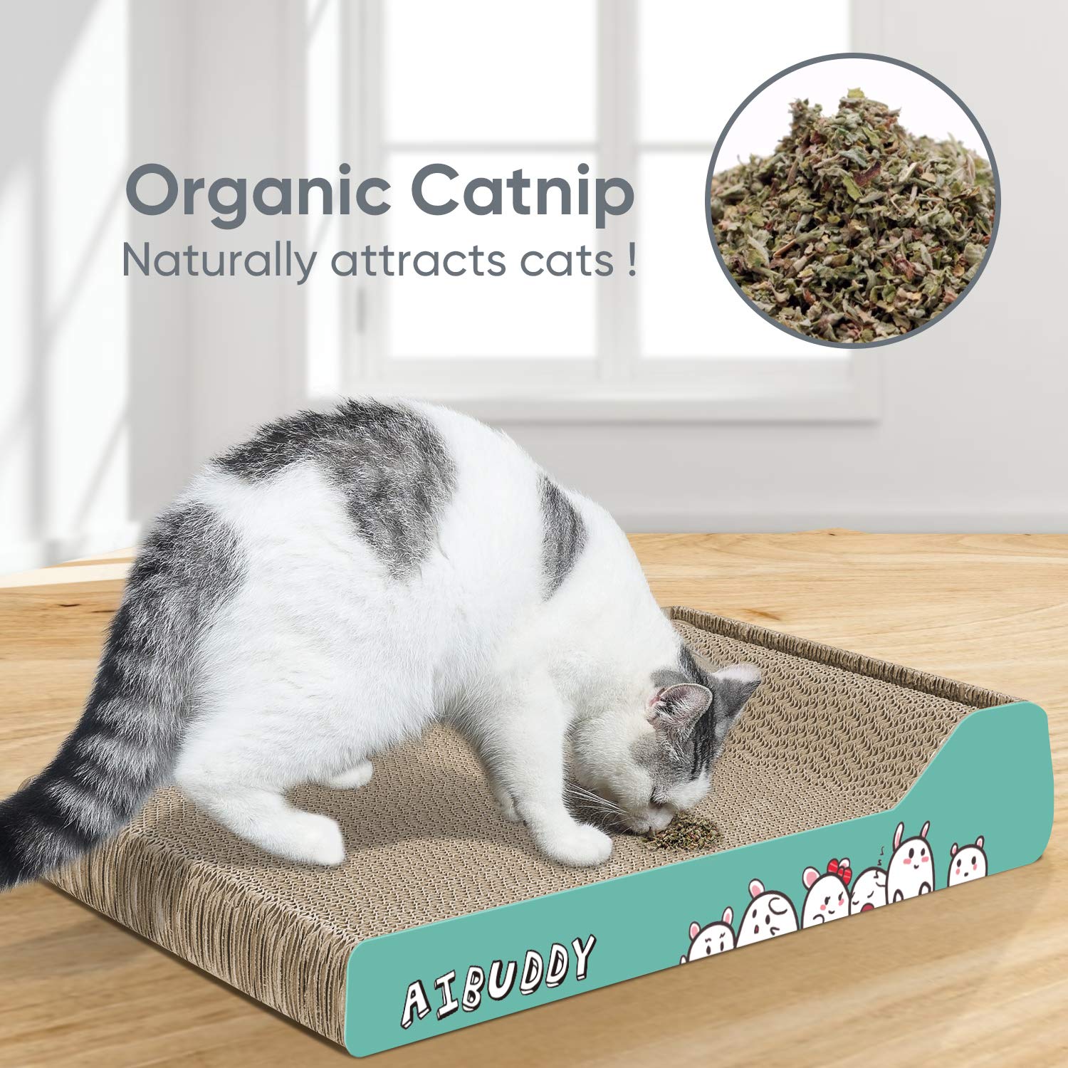 Tiragraffi Per Gatti In Cartone - Con Palla E Erba Gatta - Divertente E Funzionale - Foto 7