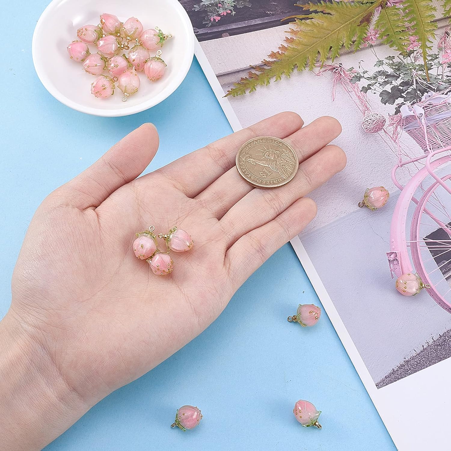 LiQunSweet 20 Pcs Handmade Natural Real Dried Flower Bud Charms for Women Girl Valentine Jewelry Making DIY Craft - Image 4