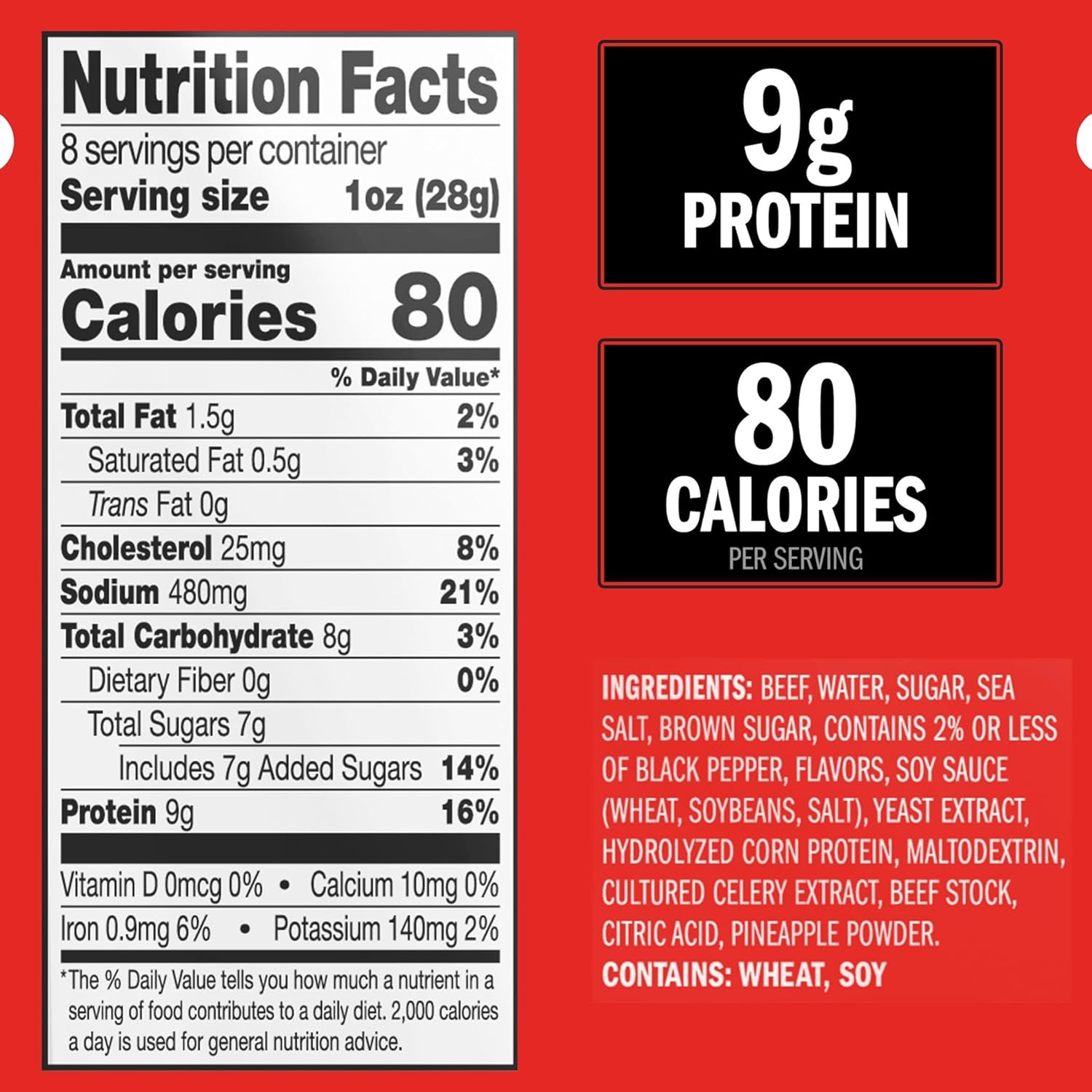 Jack Link's Beef Jerky, Peppered and Sweet & Hot Bundle, Half Pounder Large Jerky Bags – Flavorful Meat Snack, Ready to Eat Protein Snacks with 9g of Protein Per Serving, Made with 100% Beef