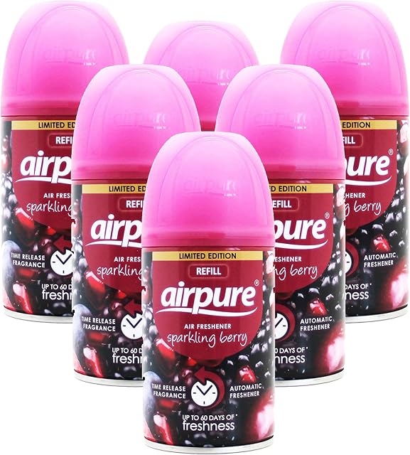 airpure 6 X FRESHMATIC AUTOMATIC SPRAY REFILLS 250ML SPARKLING BERRY AIRWICK COMPATIBLE, Pack of 6