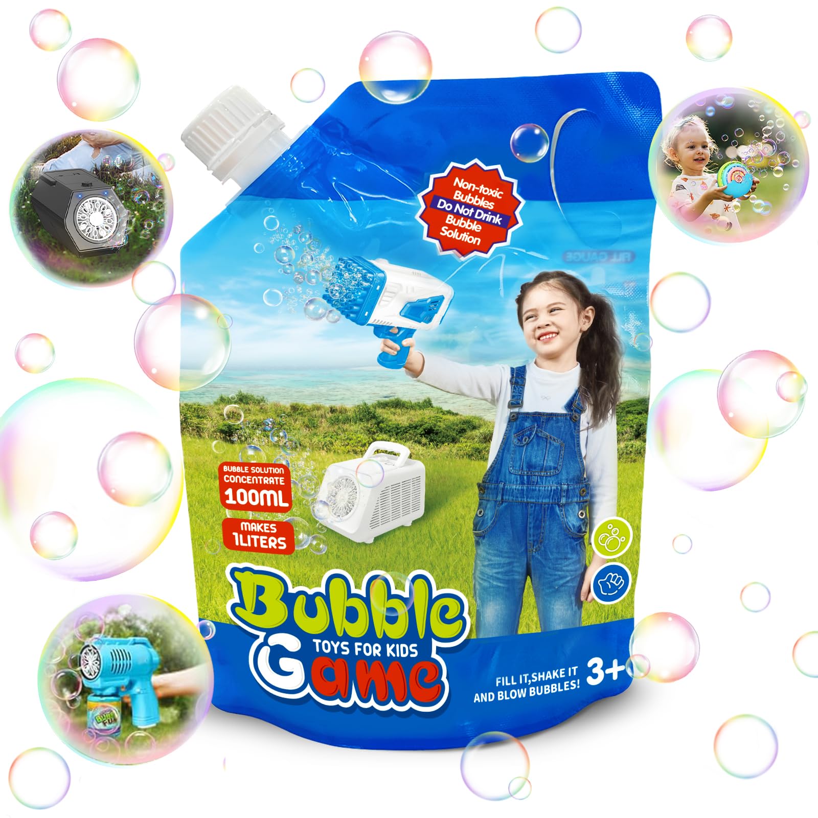 Panamalar 0.1Litro Solución Concentrada de Pompas de Jabón, Hace 1L Recambio de Solución de Pompas para Máquina de Burbujas/Pistola Burbujas/Varita de Pompas para Niños al Aire Libre Fiesta Boda