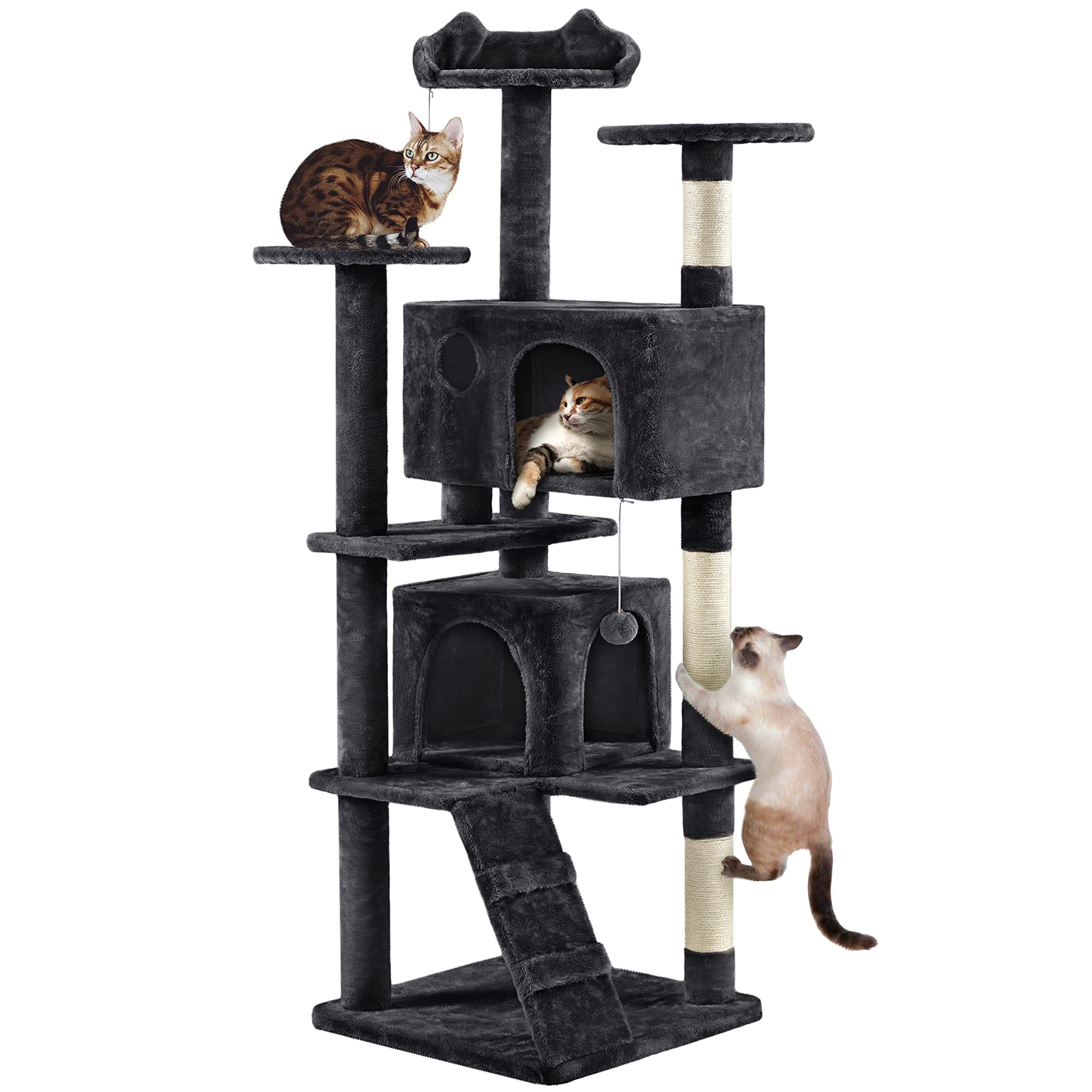 Yaheetech Multi-Level Cat Tree for Large Cats, with Cozy Condos for Indoor Cats