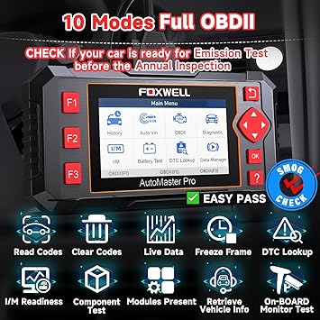 FOXWELL ABS SRS Check Engine Code Reader with 12V 24V Car Battery Tester