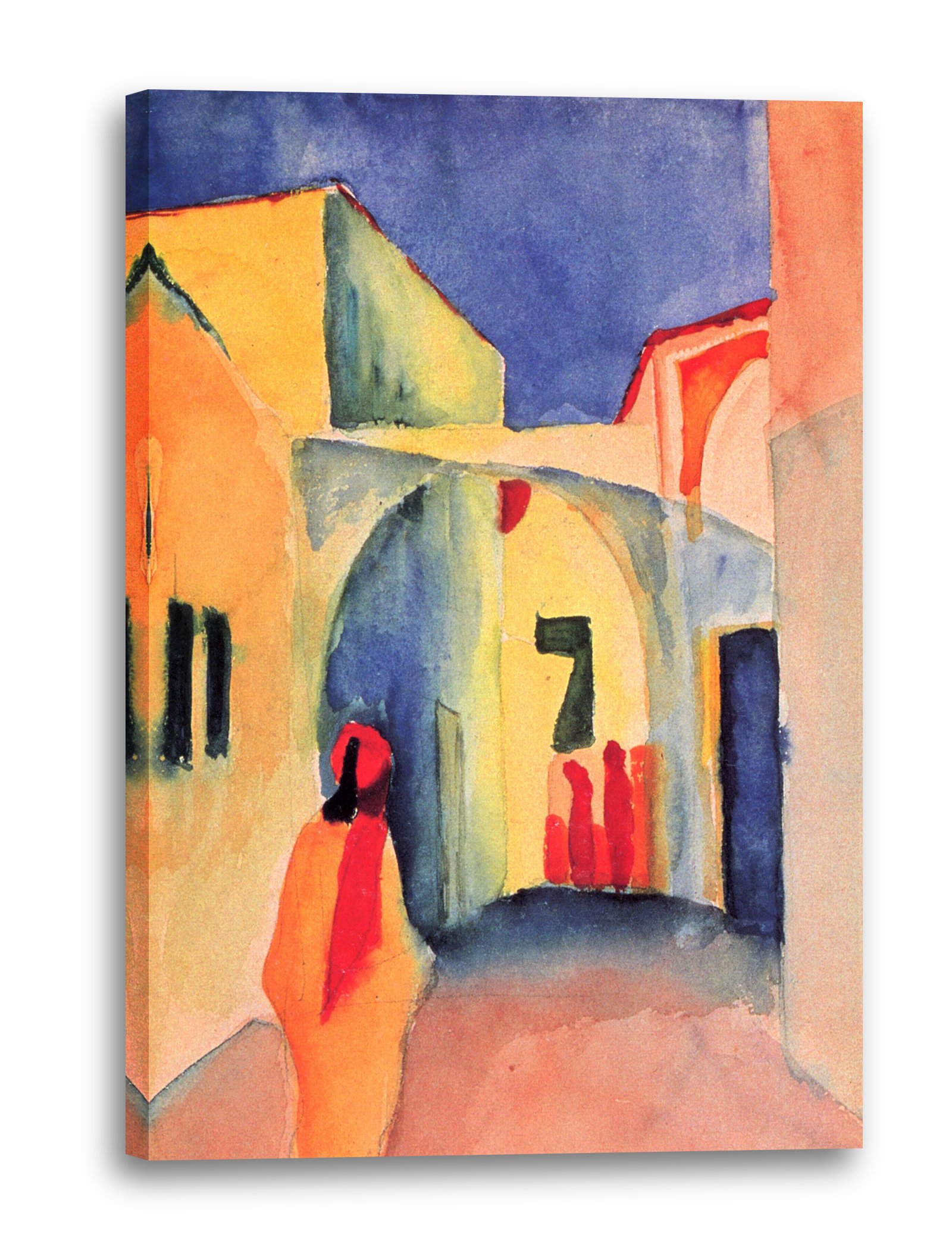 Impression sur Toile August Macke Vue d'une Ruelle à Tunis 40x60cm pour Salon