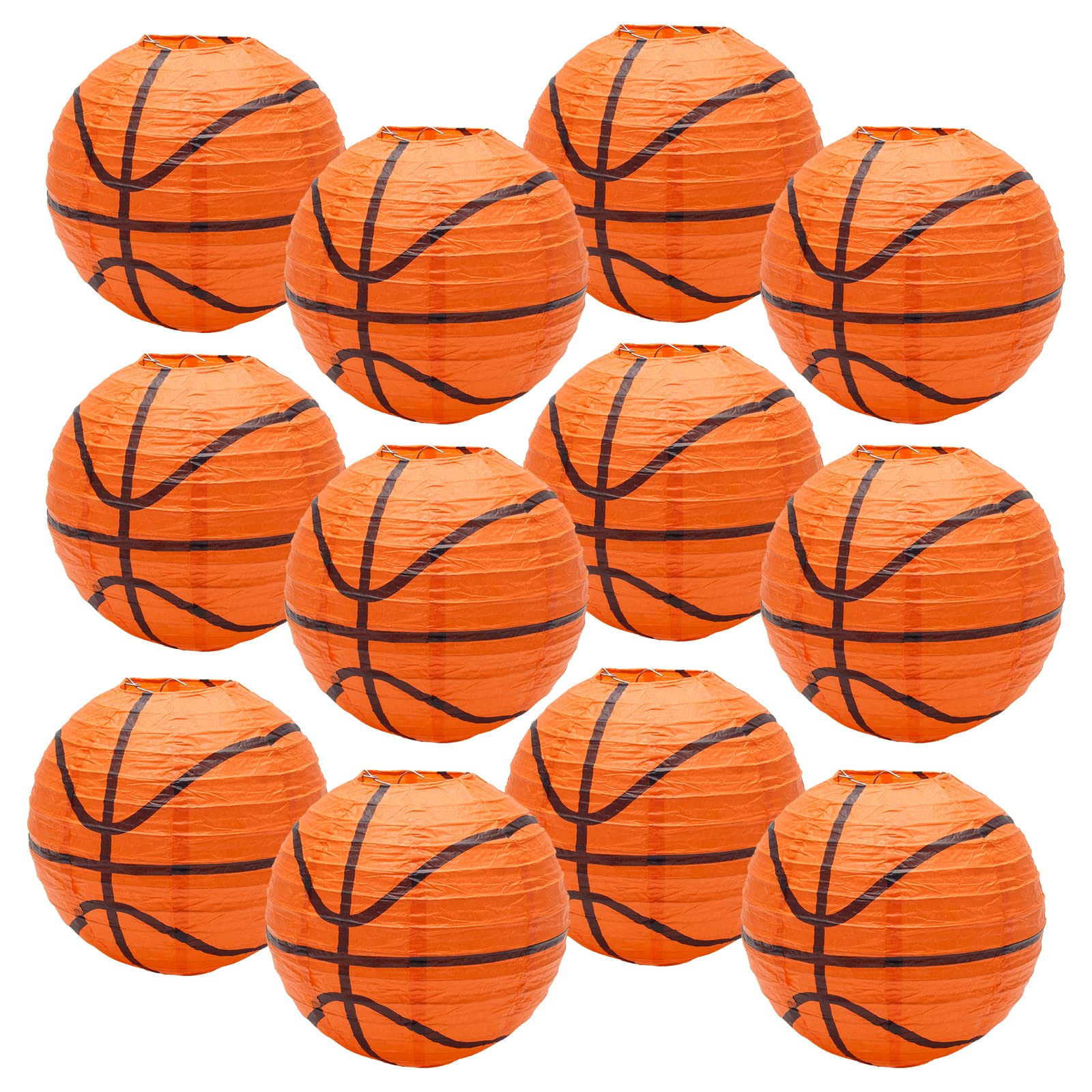 Winspeed 12 Pcs Basketball Paper Lanterns 8 Inch Basketball Hanging Lanterns for Boys Room Ceiling Decor…