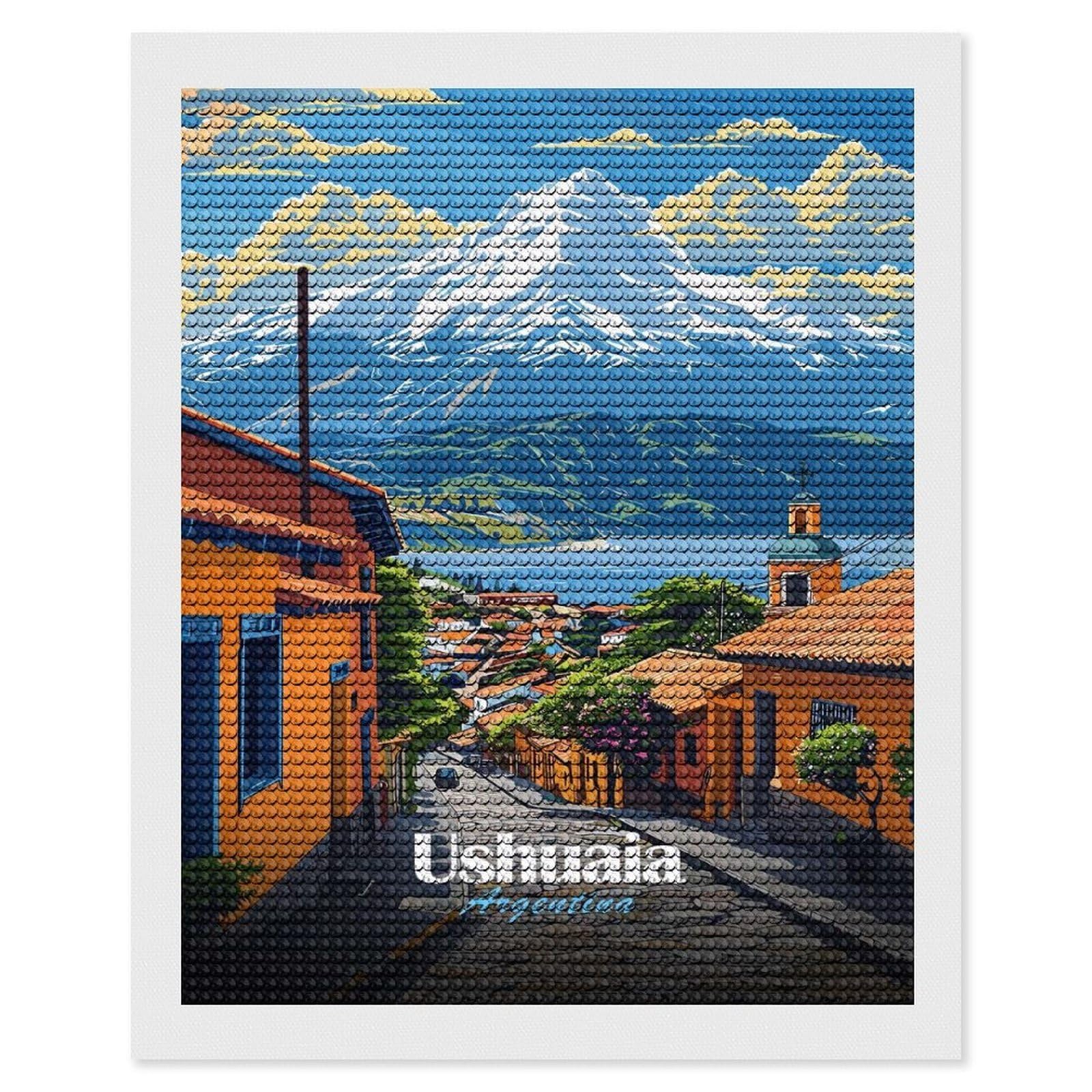 Junmoney Ushuaia, Argentina Diamond Art Canvas 16"x20", Full Kit Included, Bedroom Decor, for Beginners, Thoughtful Handmade Gift