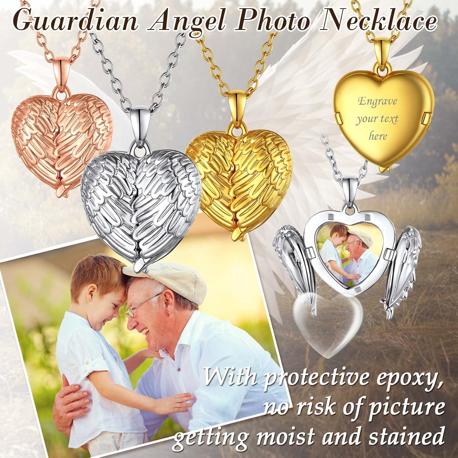 FindChic Locket Necklace for Women, Silver/Black/Rose Gold/Gold Plated Personalized Memorial Gifts, Custom Photo Jewelry for Loved Ones, Birthday Valentine's Day Keepsake, Versatile Styles Available - Image 6