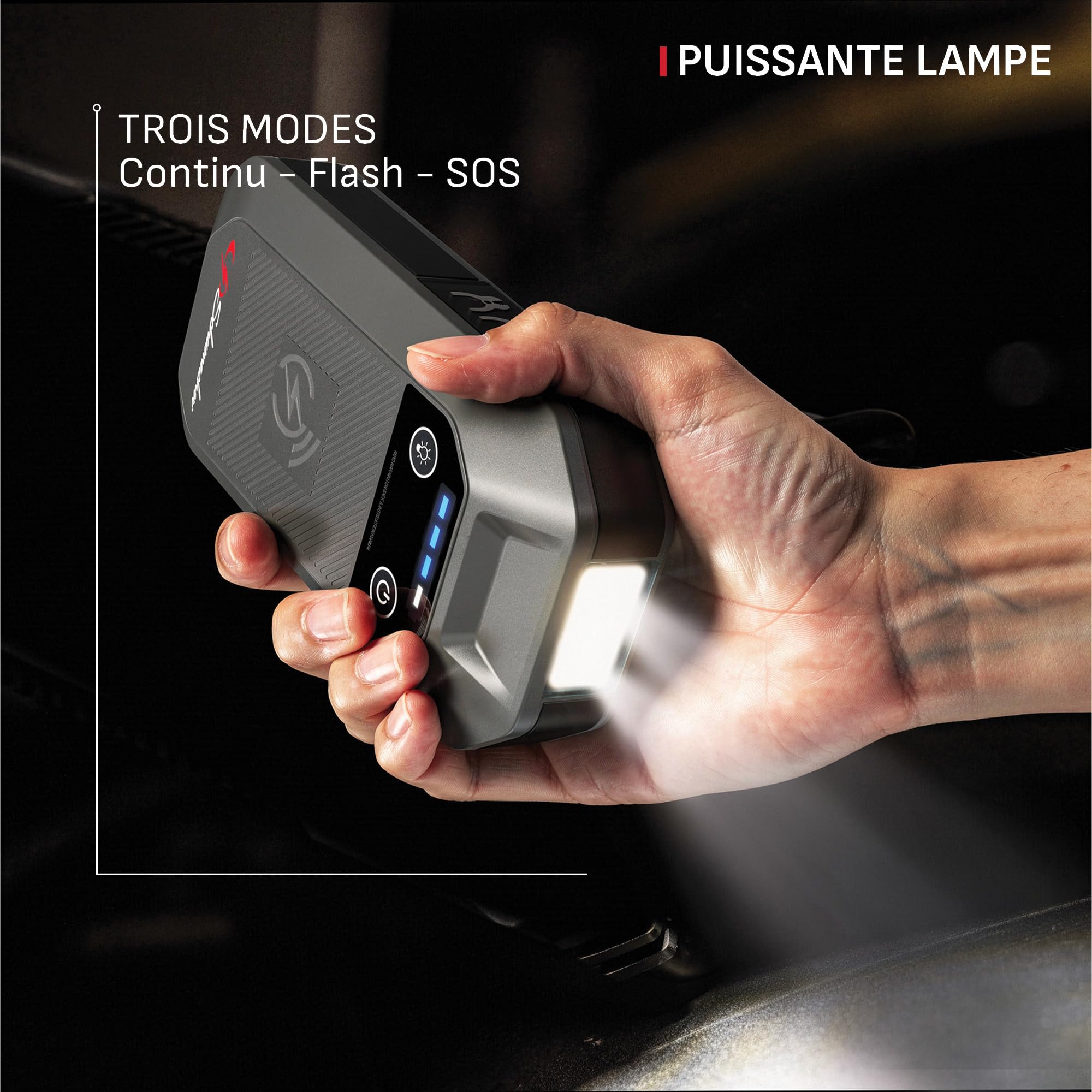 Schumacher Electric SBX504 Booster Démarreur Batterie 1000A 12V Lithium | Moteurs Essence 6L Diesel 3L, Powerbank 6400mAh, Recharge Sans Fil 10W, USB-C, Pinces Sécurisées