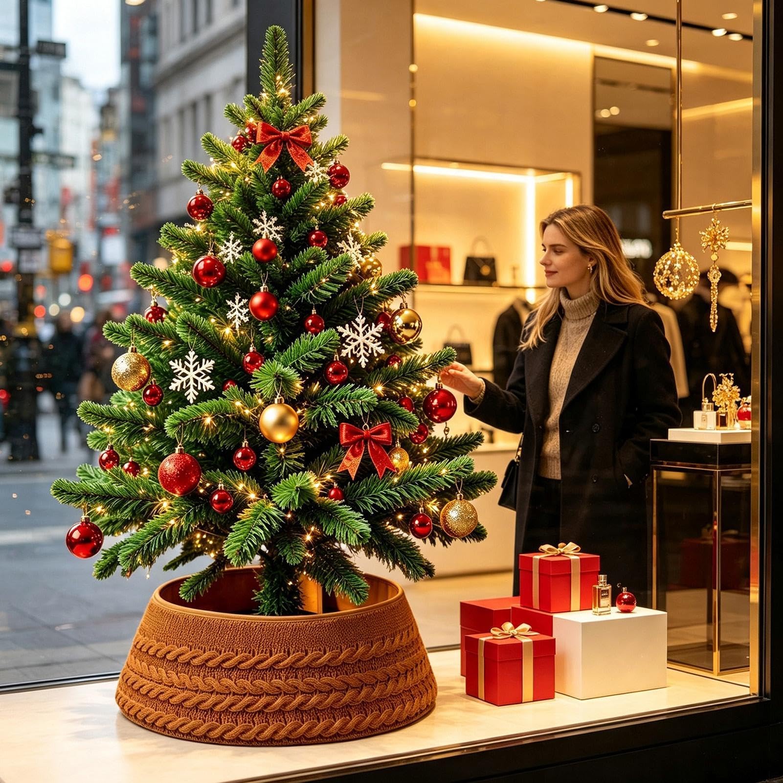 Gonna per Albero di Natale Recinzione Rotonda in Maglia Decorativa