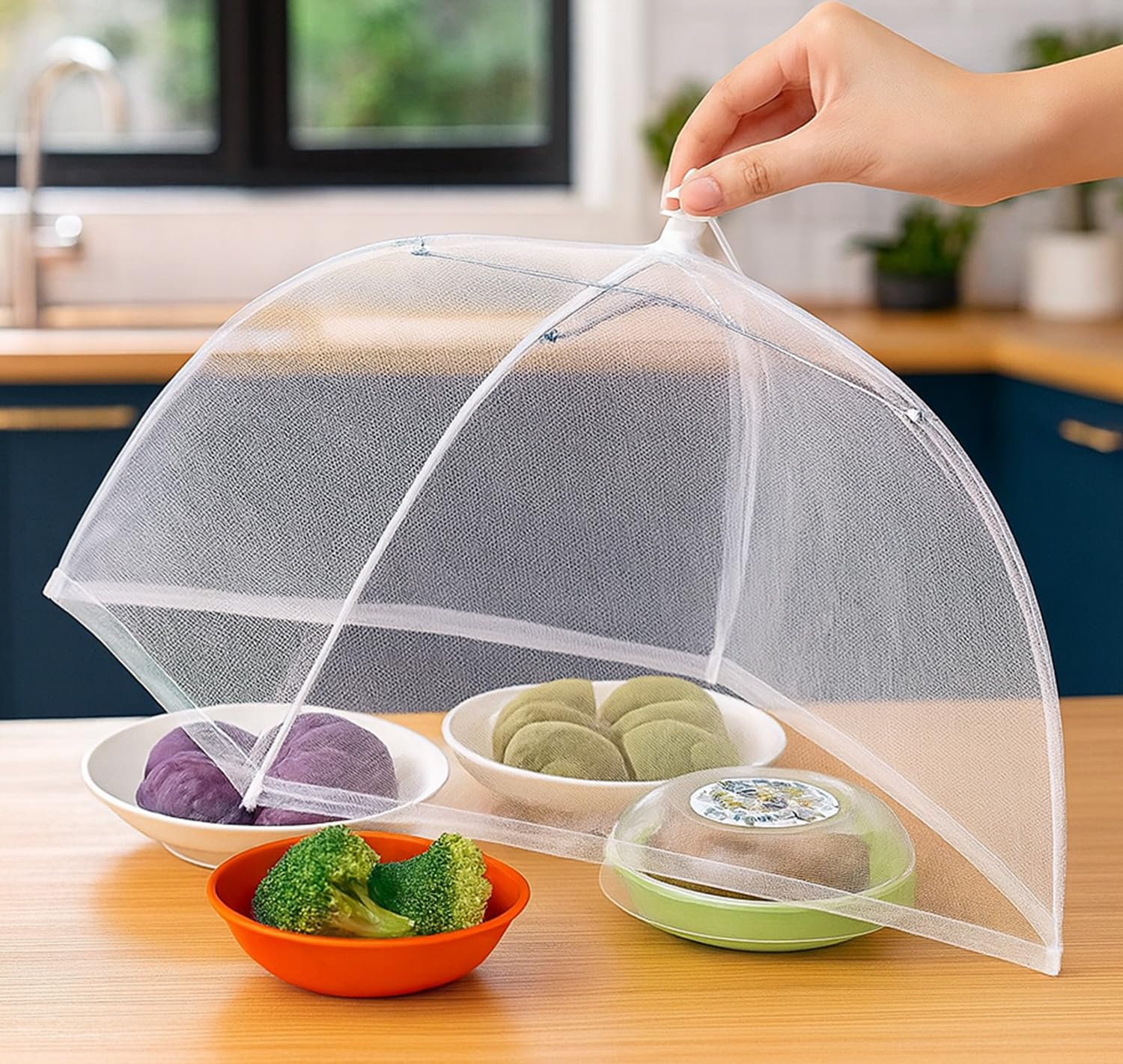 PANCA Food Cover for Outside | 2 Pcs Pop Up Mesh Food Tent 17 Inch | Reusable Collapsible Food Nets for Fruits, Snacks & Outdoor Serving | Insect Proof Cover for Home & Picnic-picture-32