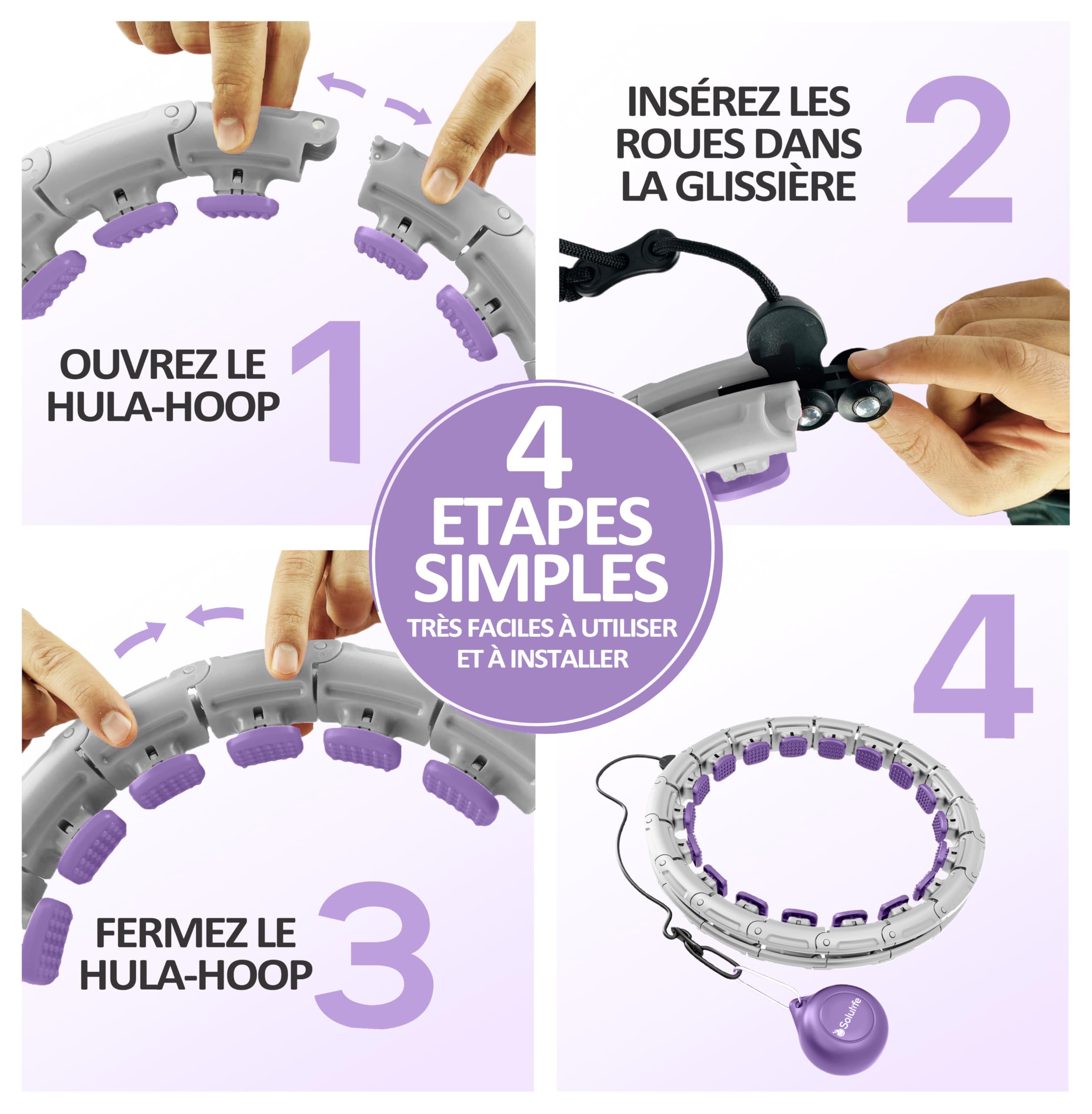 Nouveau Cerceau Hula Hoop Fitness pour Sport Maison - Cerceau Fitness Facile à Utiliser avec Taille réglable pour Adulte, Enfant et Débutant - Houla Hop Confortable et Silencieux