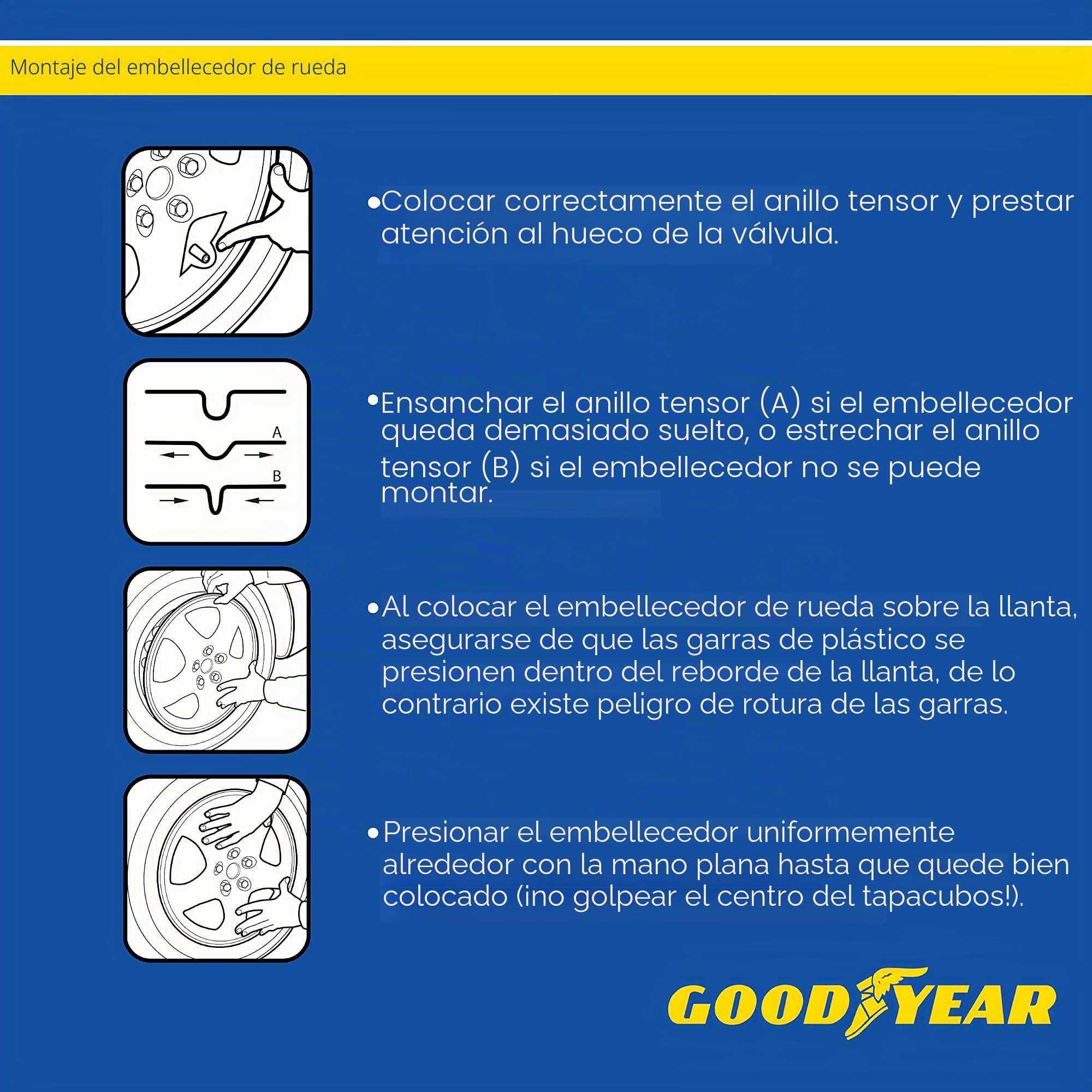 Goodyear Memphis Carbon - Tapacubos para Coche (4 Unidades, 40,64 cm), Color Negro y Plateado