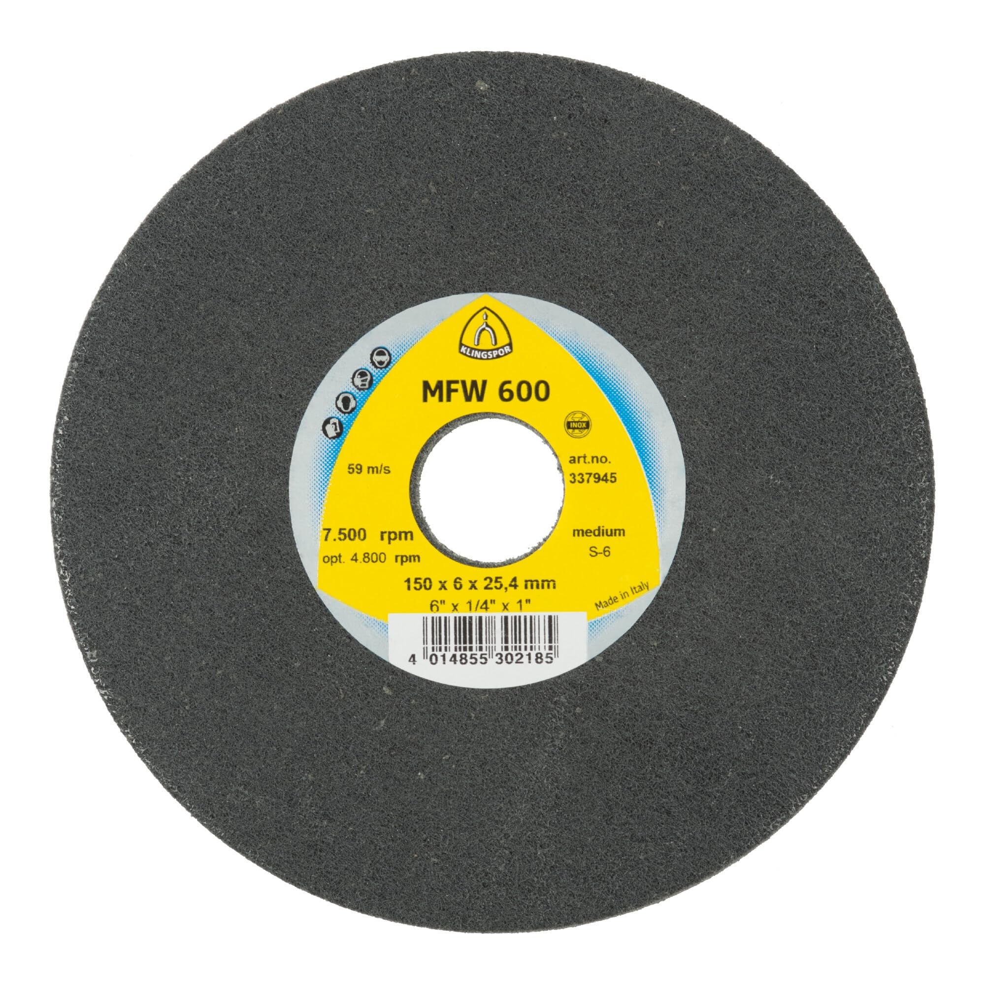 342237 MFW 600 dischi in nonwoven alta prestazione per ACCIAIO, acciaio inossidabile, metalli non ferrosi, grigio, grado di finezza Fine, 125mm x 6mm x 22mm, 5 pezzi