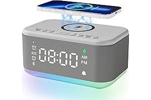 Alarm Clock Speaker Wireless Charger with Night Light